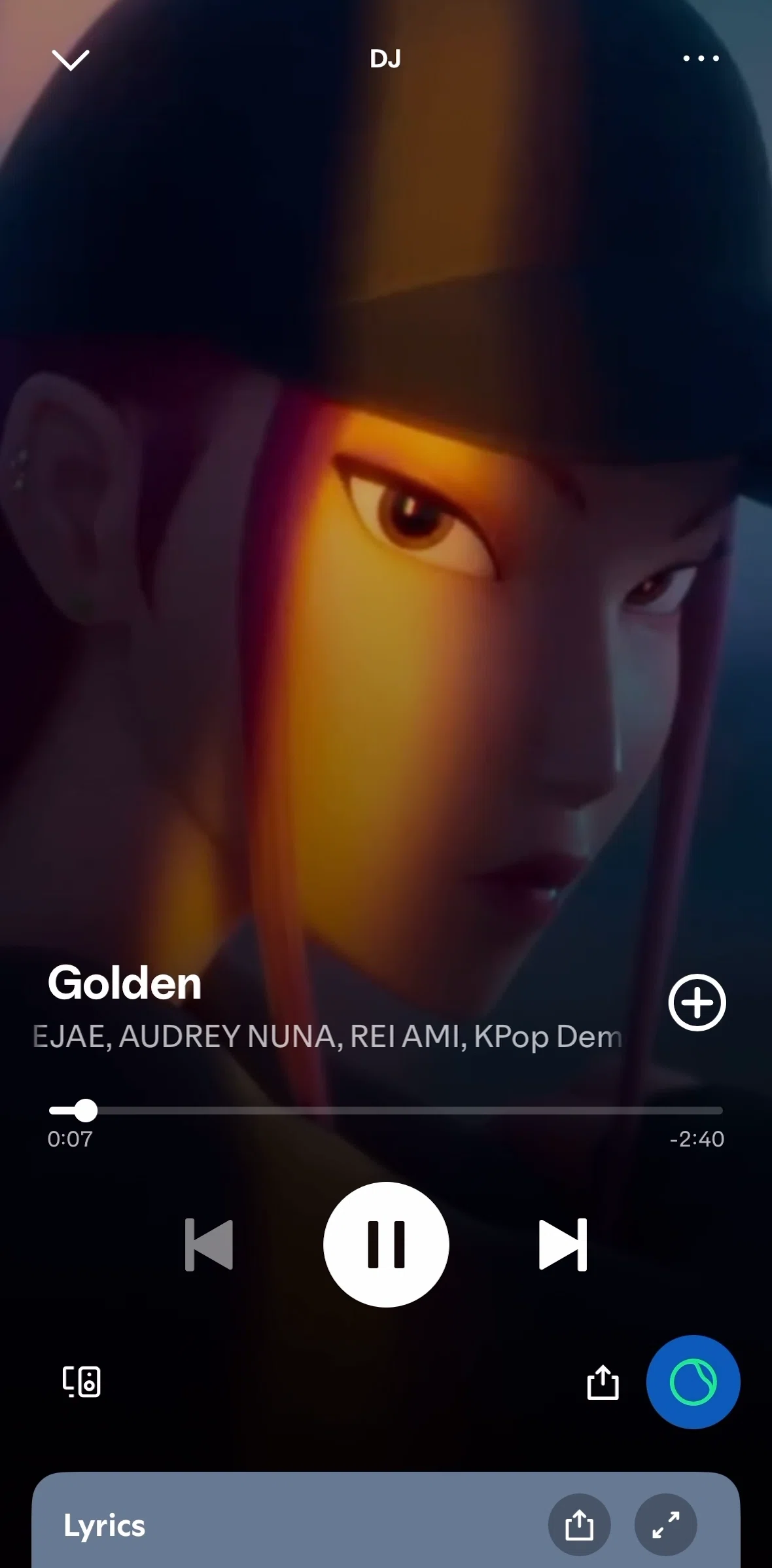 Spotify Screen screen in the Changing DJ language flow