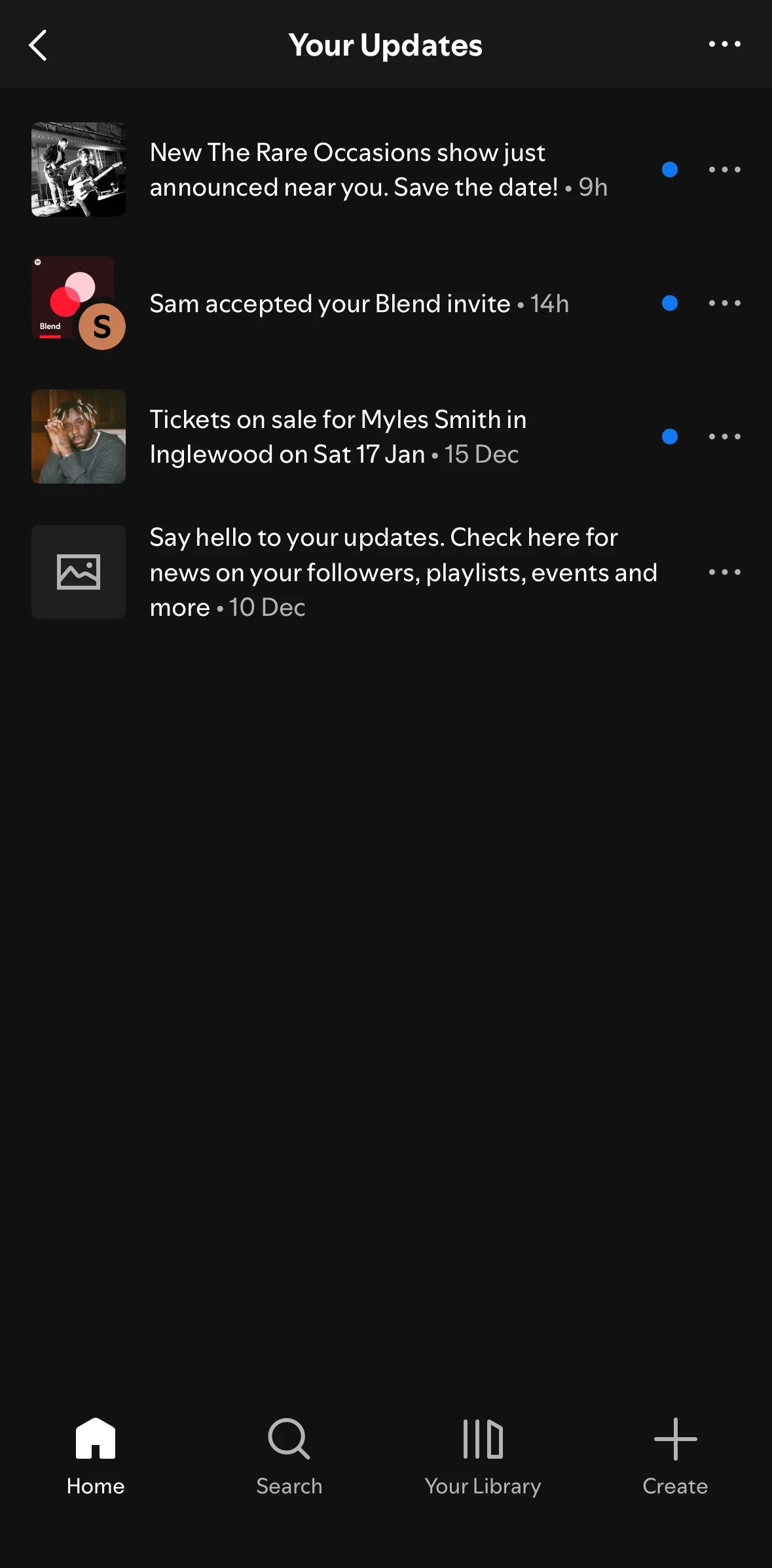 Spotify Screen screen in the Deleting a notification flow