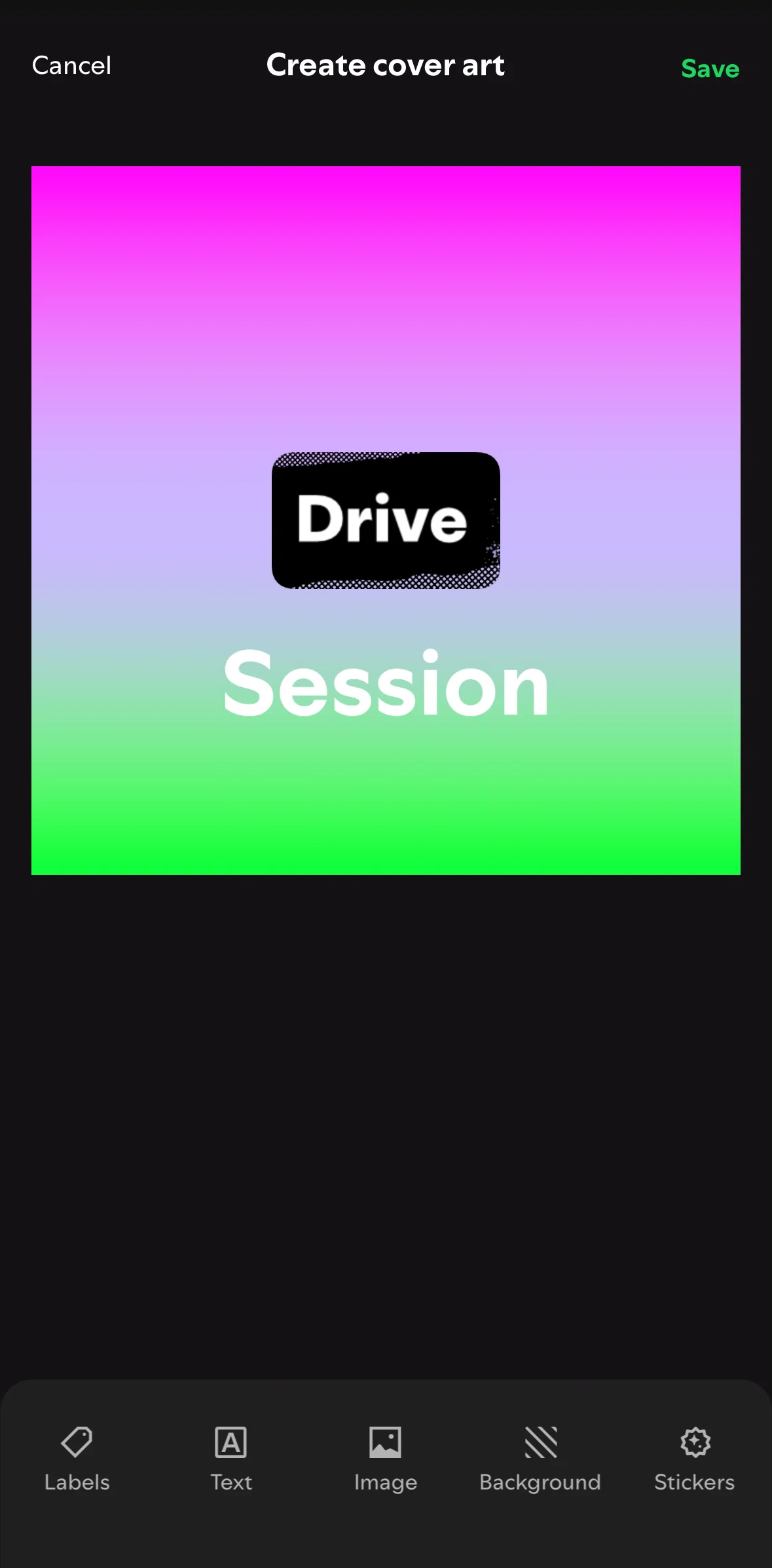 Spotify Screen screen in the Editing a text flow