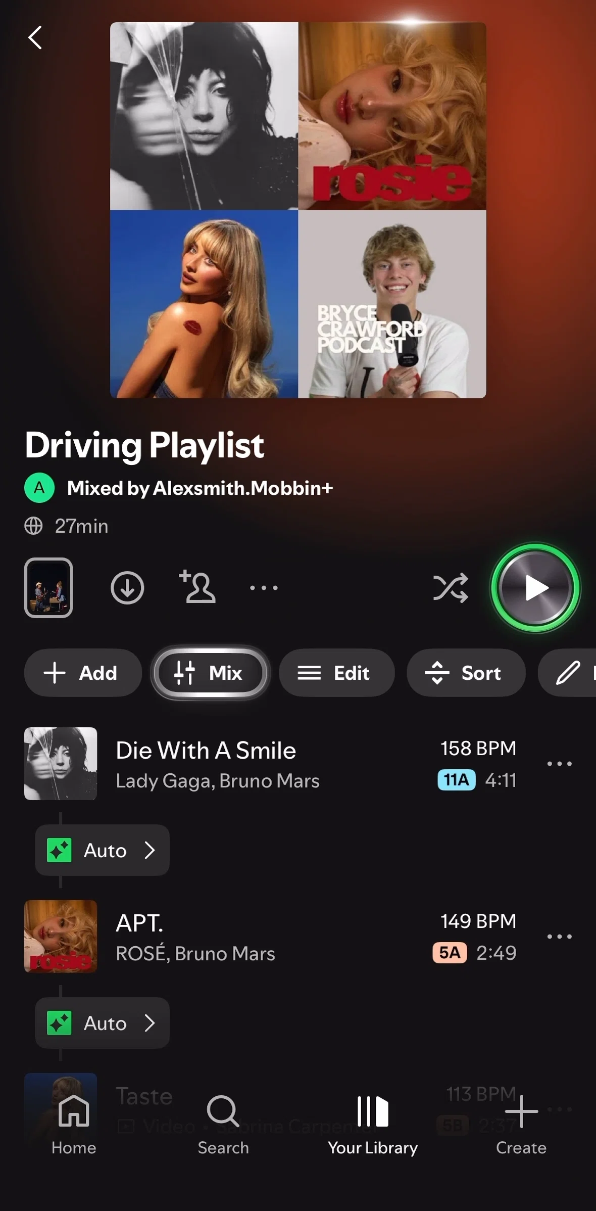 Spotify Screen screen in the Editing a transition flow