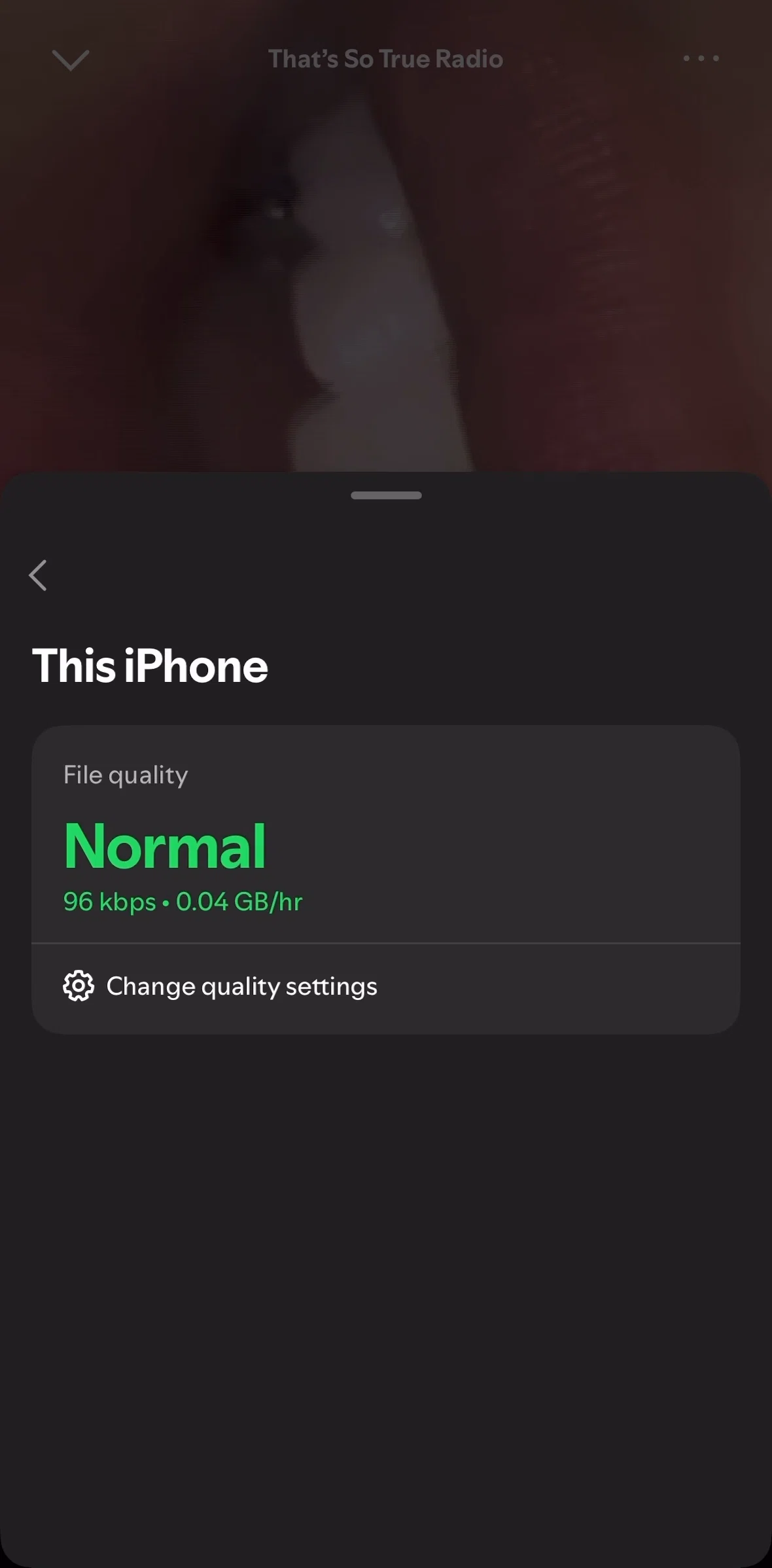 Spotify Screen screen in the Editing media quality flow