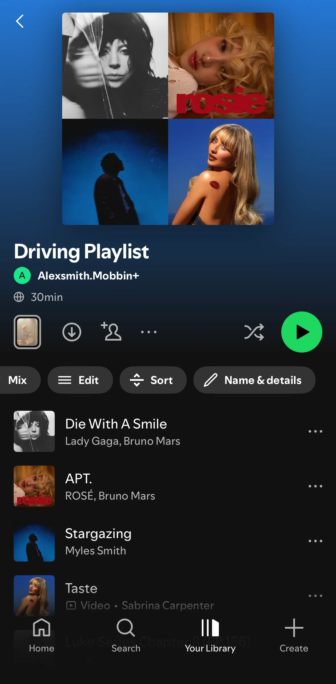Spotify Screen screen in the Editing playlist detail flow