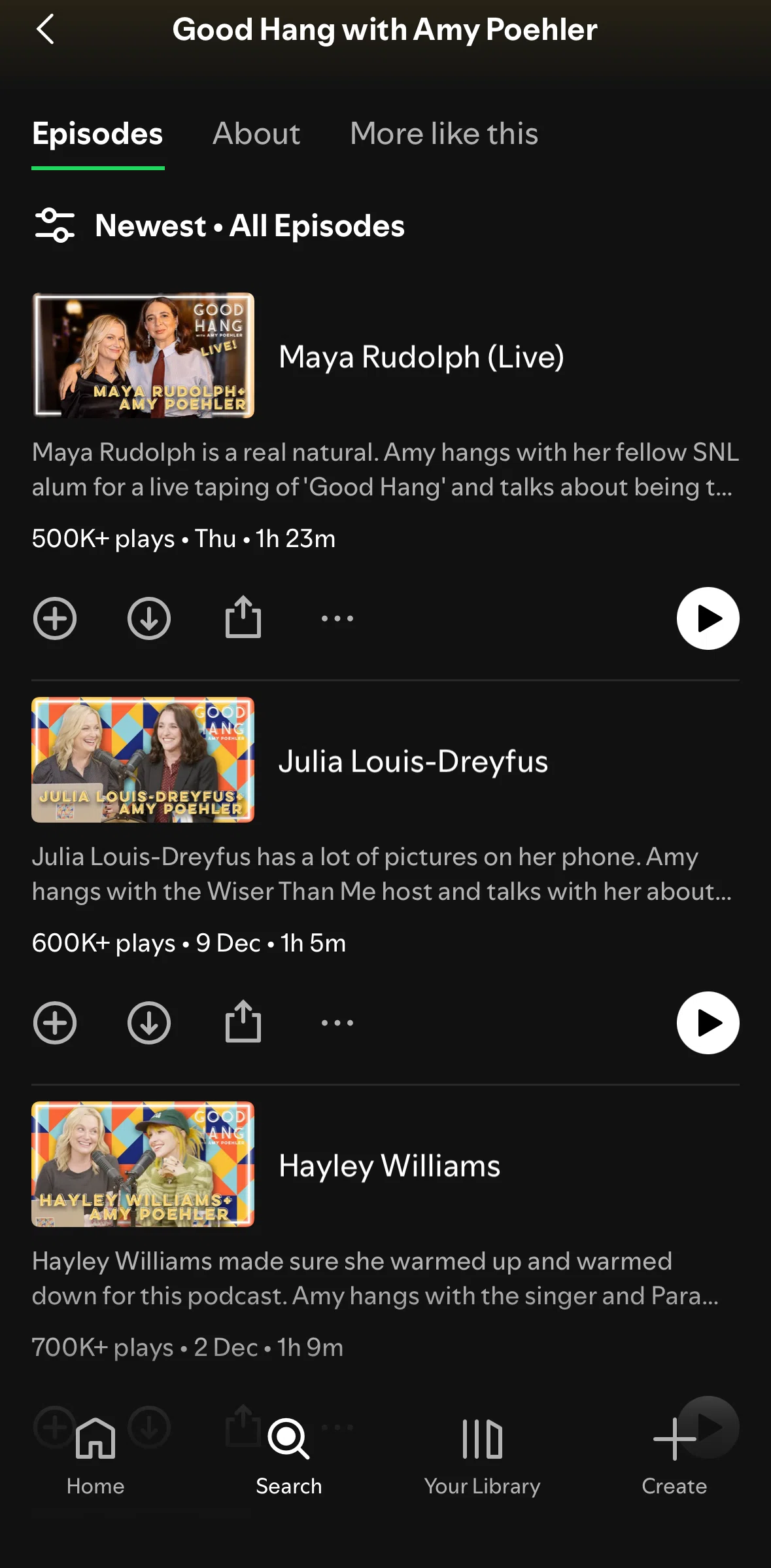 Spotify Screen screen in the Filtering episodes flow