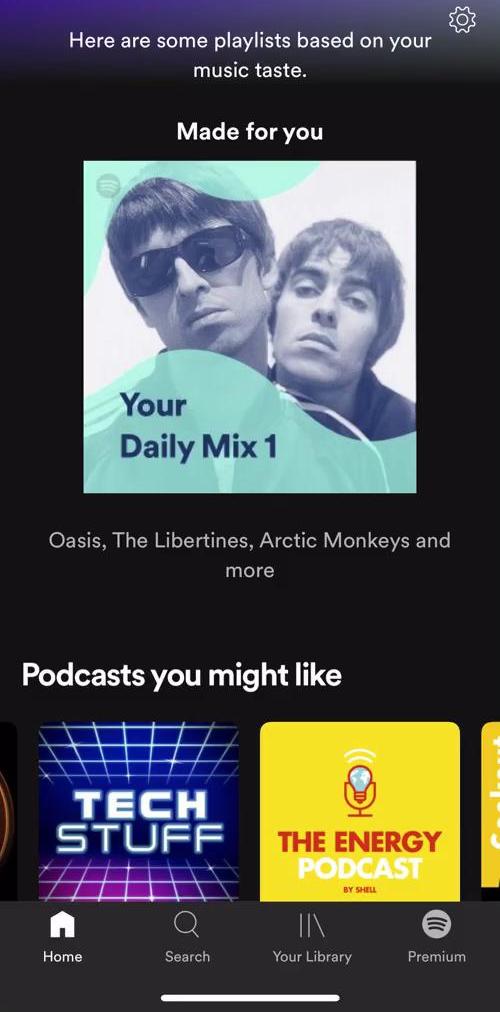 Spotify Home feed screen in the General Browsing flow