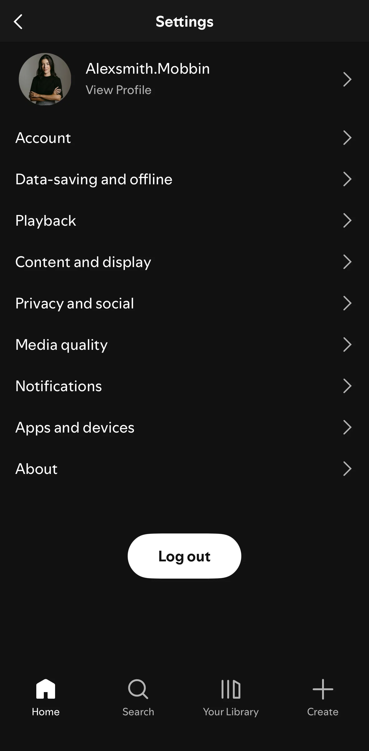 Spotify Screen screen in the Logging out flow