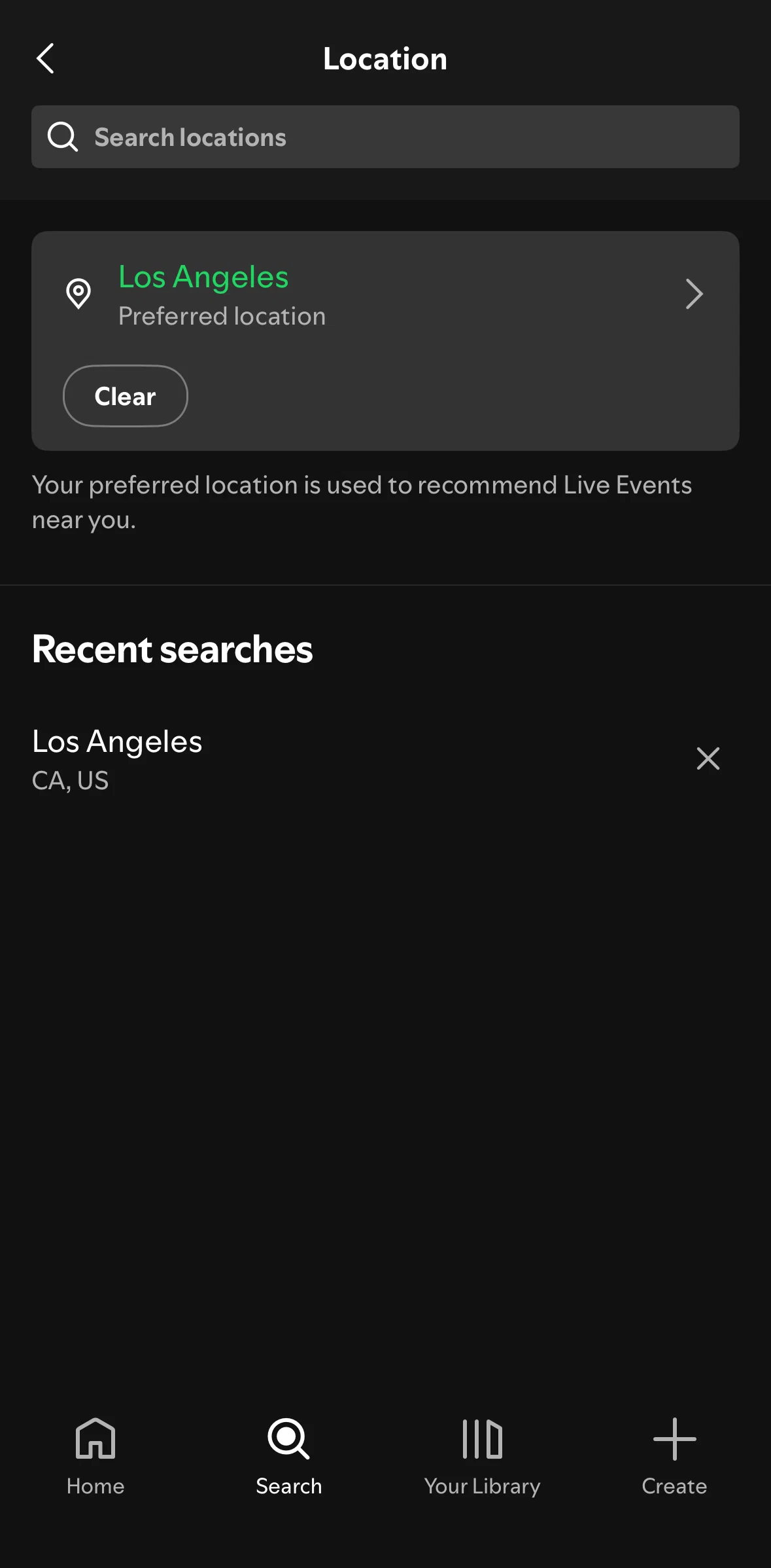 Spotify Screen screen in the Removing a location flow