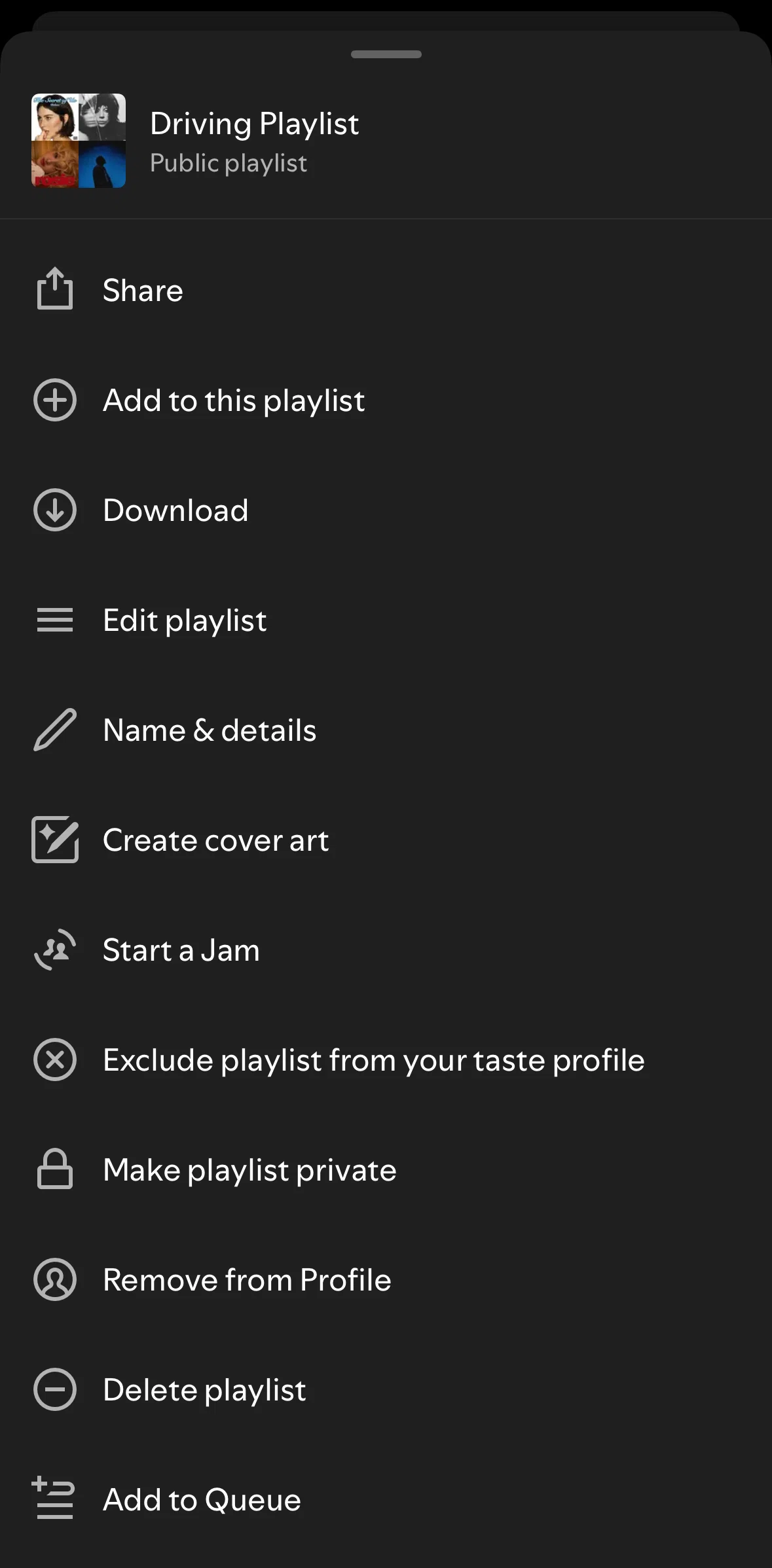 Spotify Screen screen in the Setting up a playlist as private flow