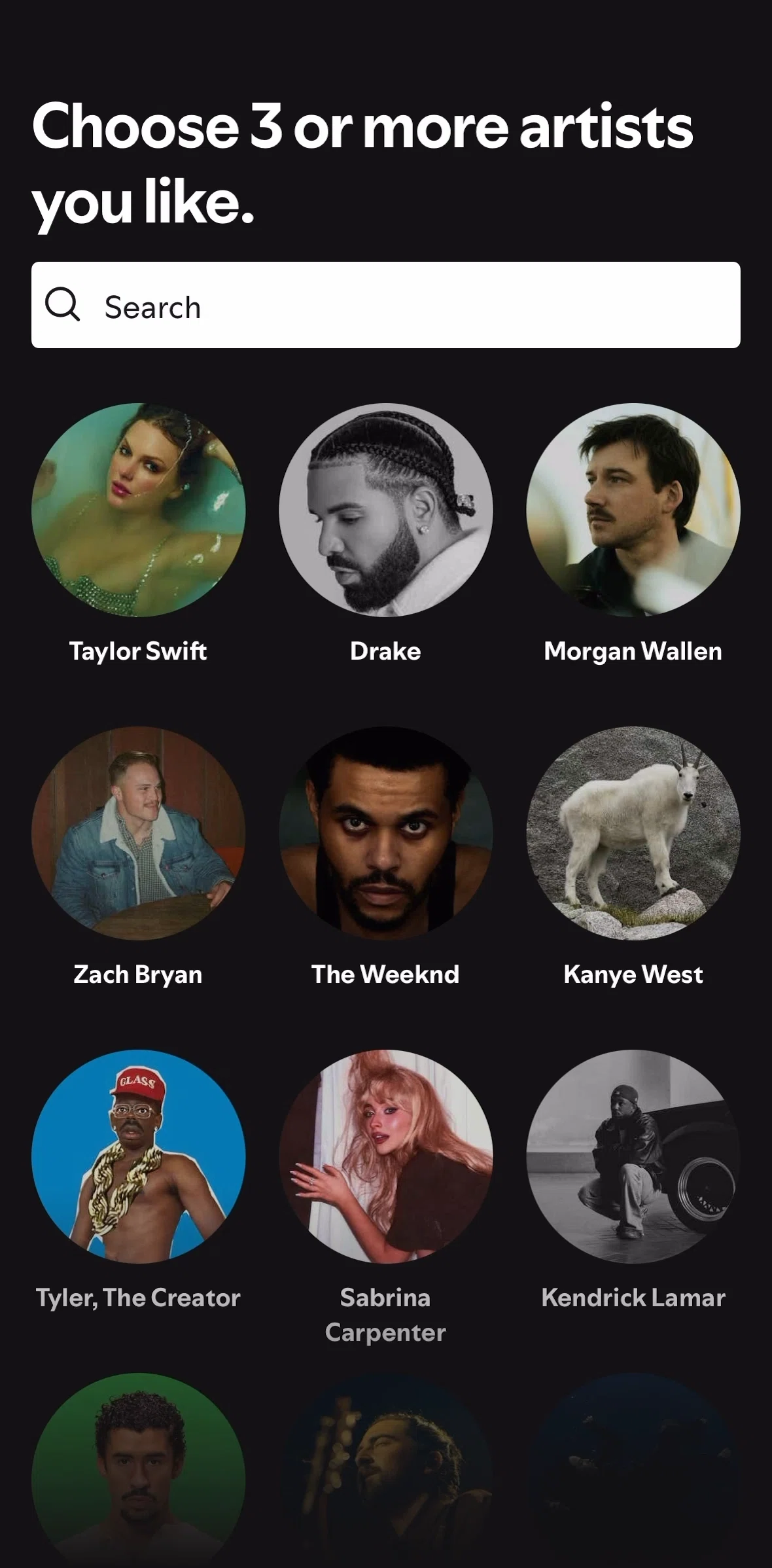 Spotify Screen screen in the Setting up an account flow