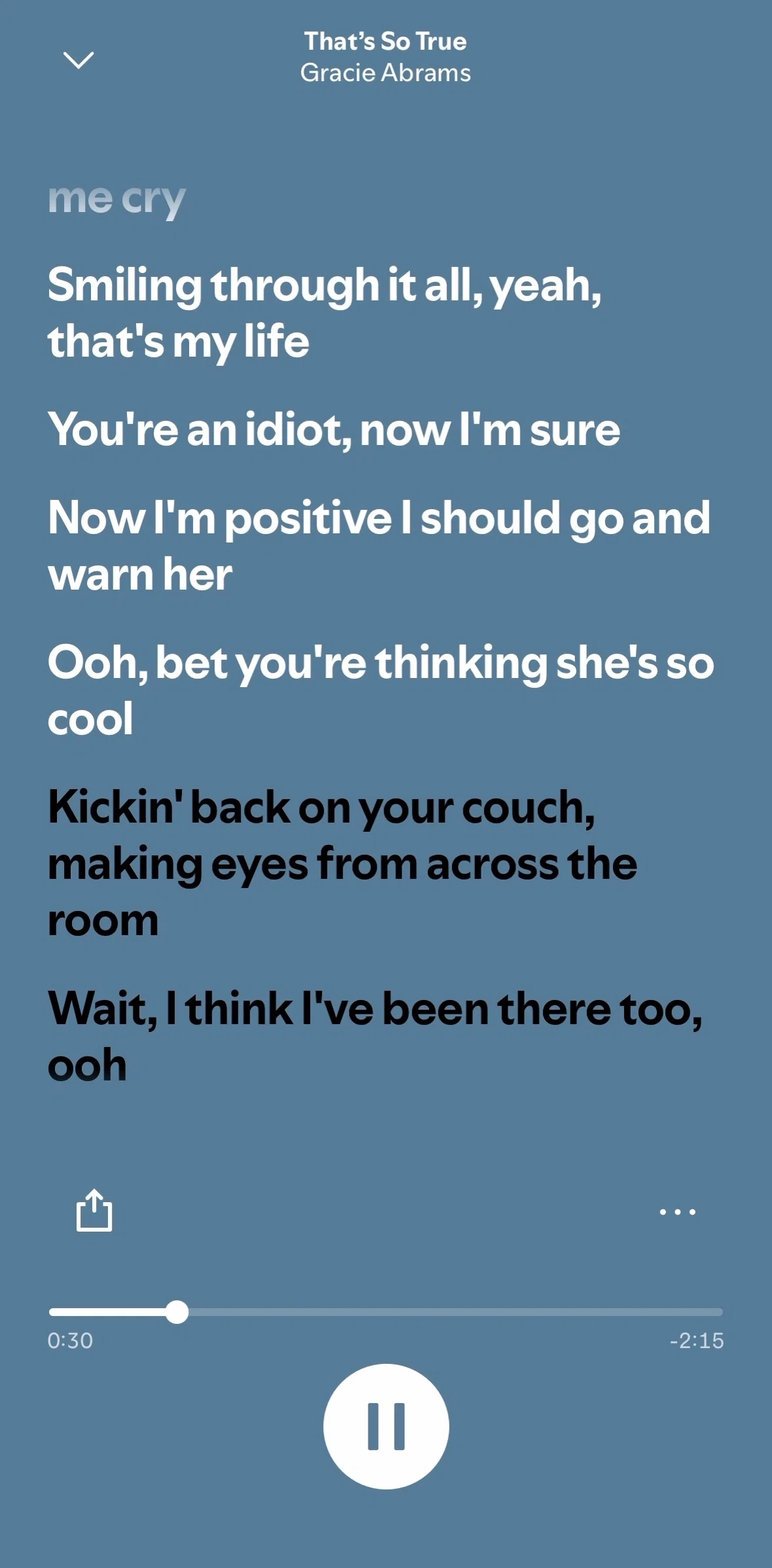 Spotify Screen screen in the Share lyrics flow