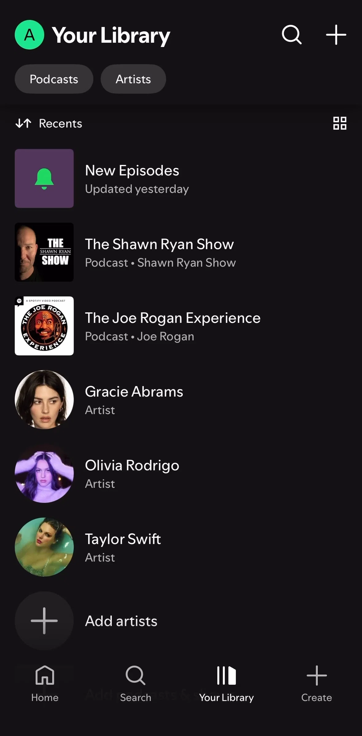 Spotify Screen screen in the Sorting playlists flow
