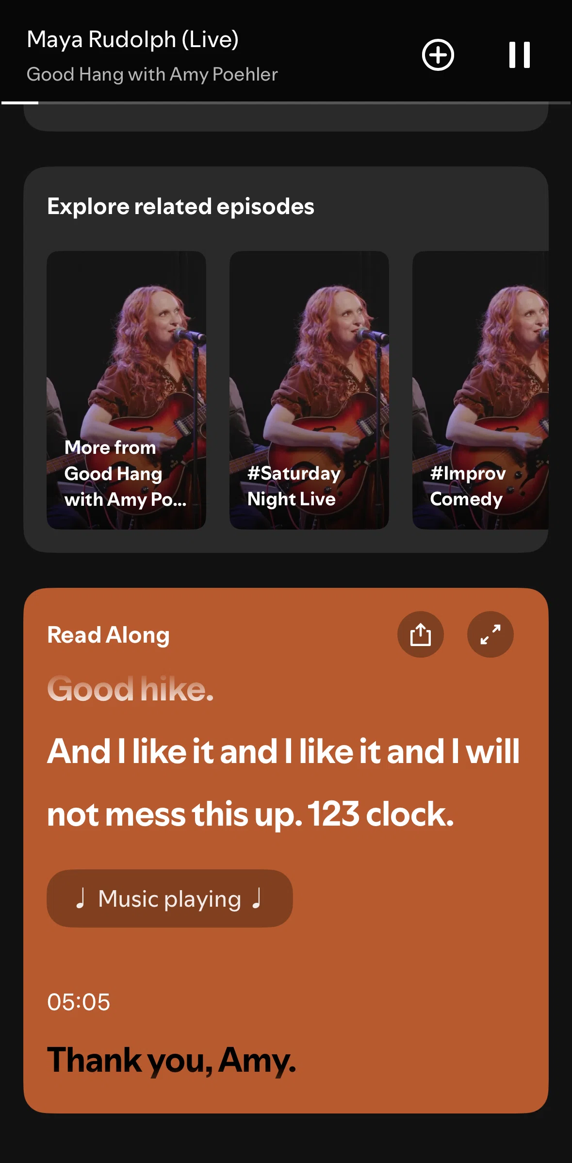 Spotify Screen screen in the Transcript flow