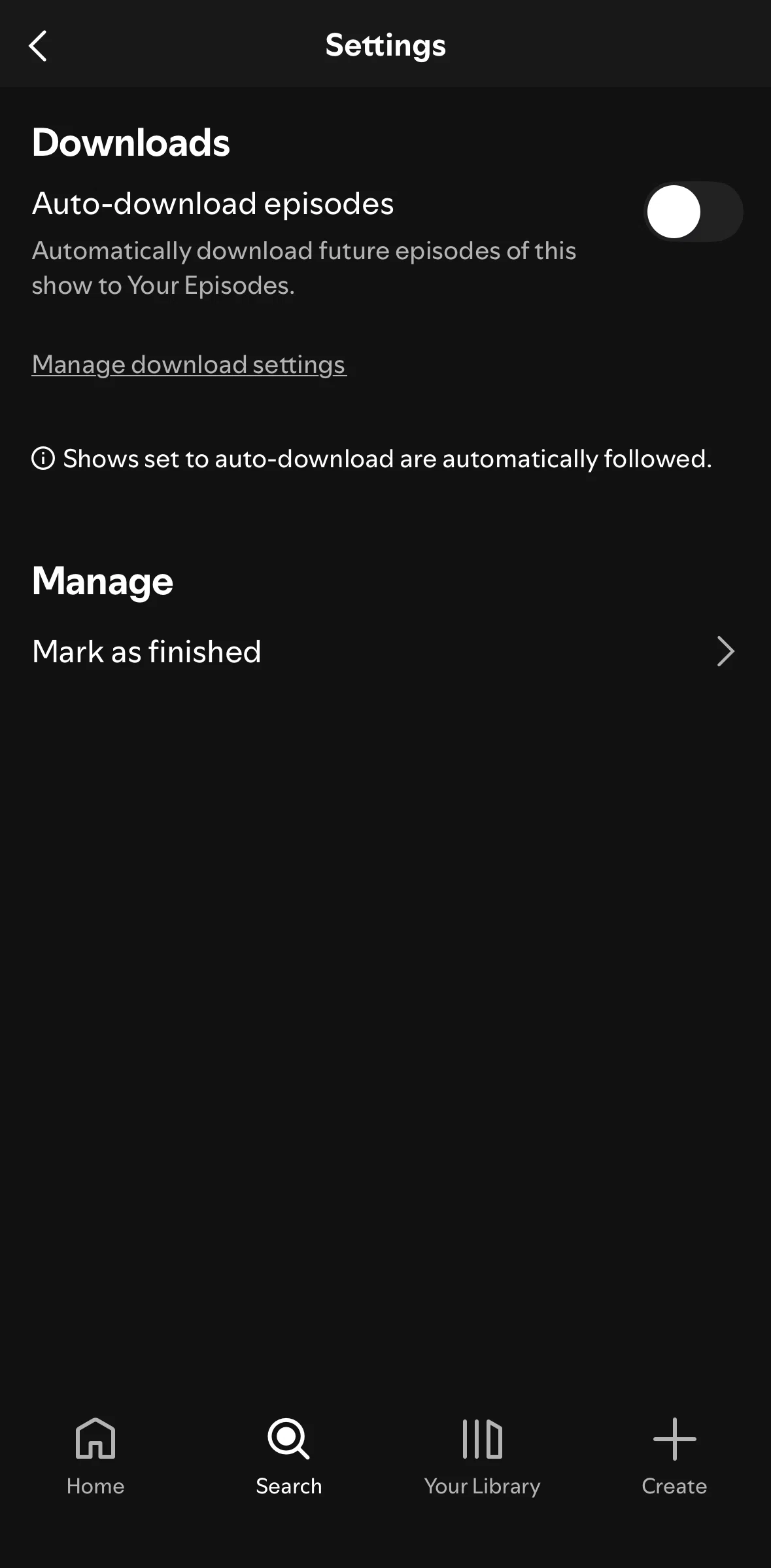 Spotify Screen screen in the Updating limit auto-downloads settings flow