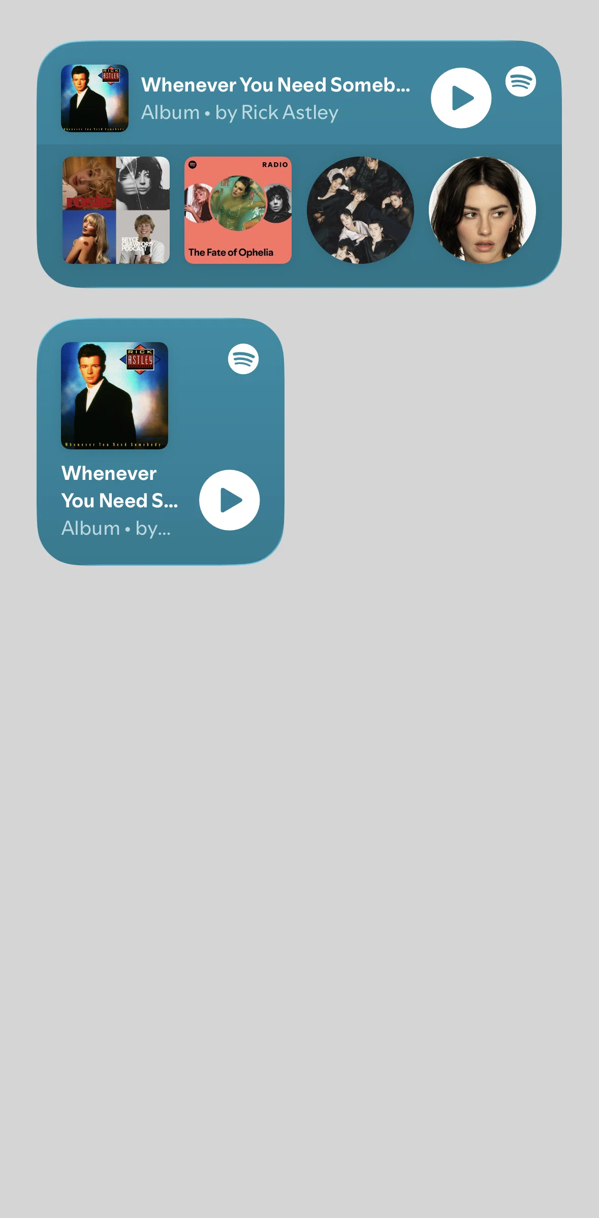 Spotify Screen screen in the Widgets flow