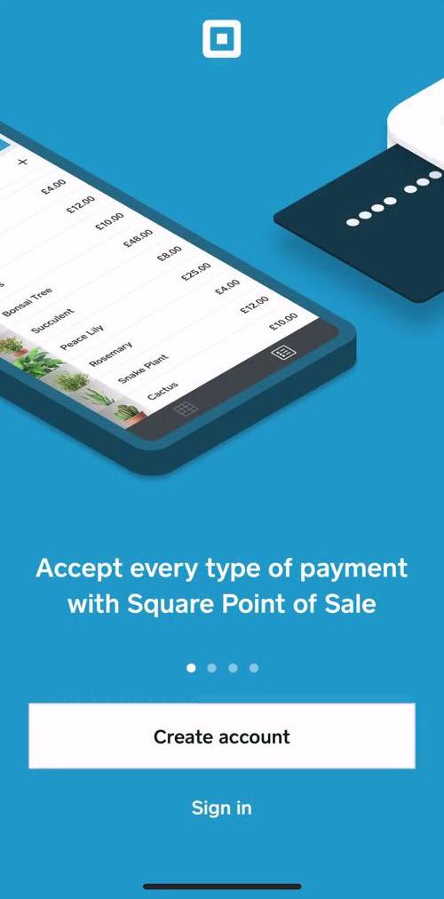 Square Introduction slides screen in the Onboarding flow