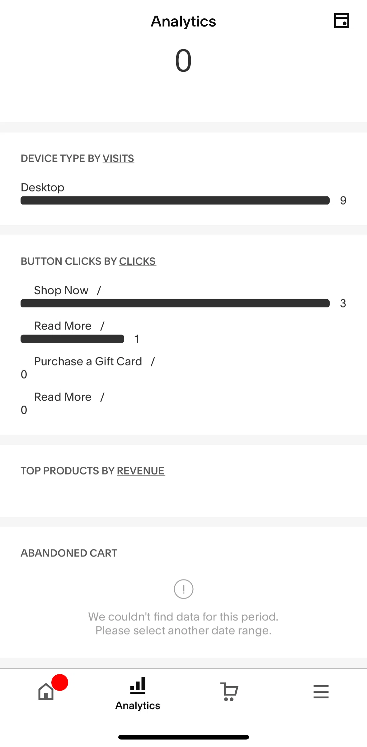 Squarespace Screen screen in the Button clicks flow