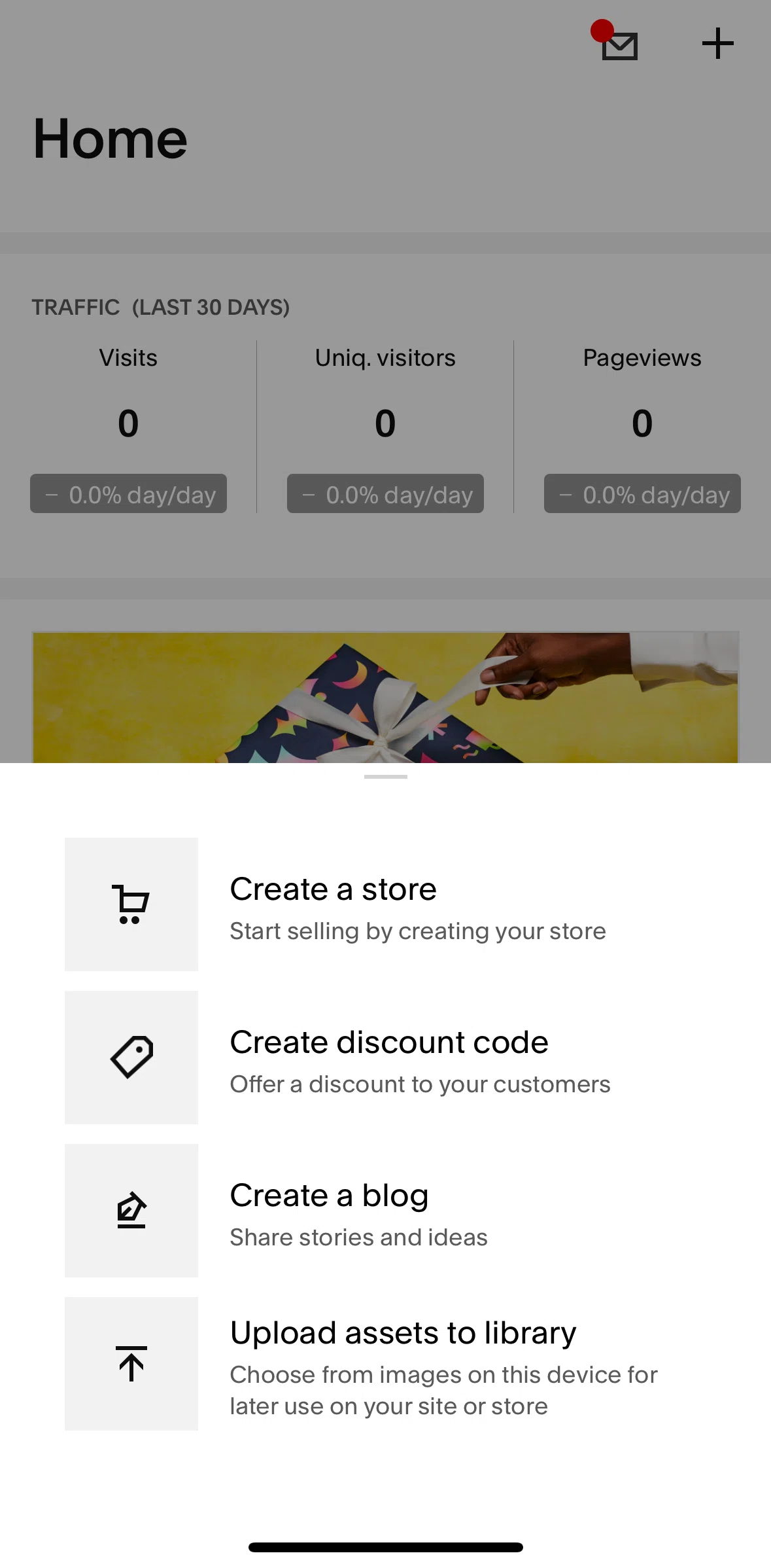 Squarespace Screen screen in the Creating a store flow