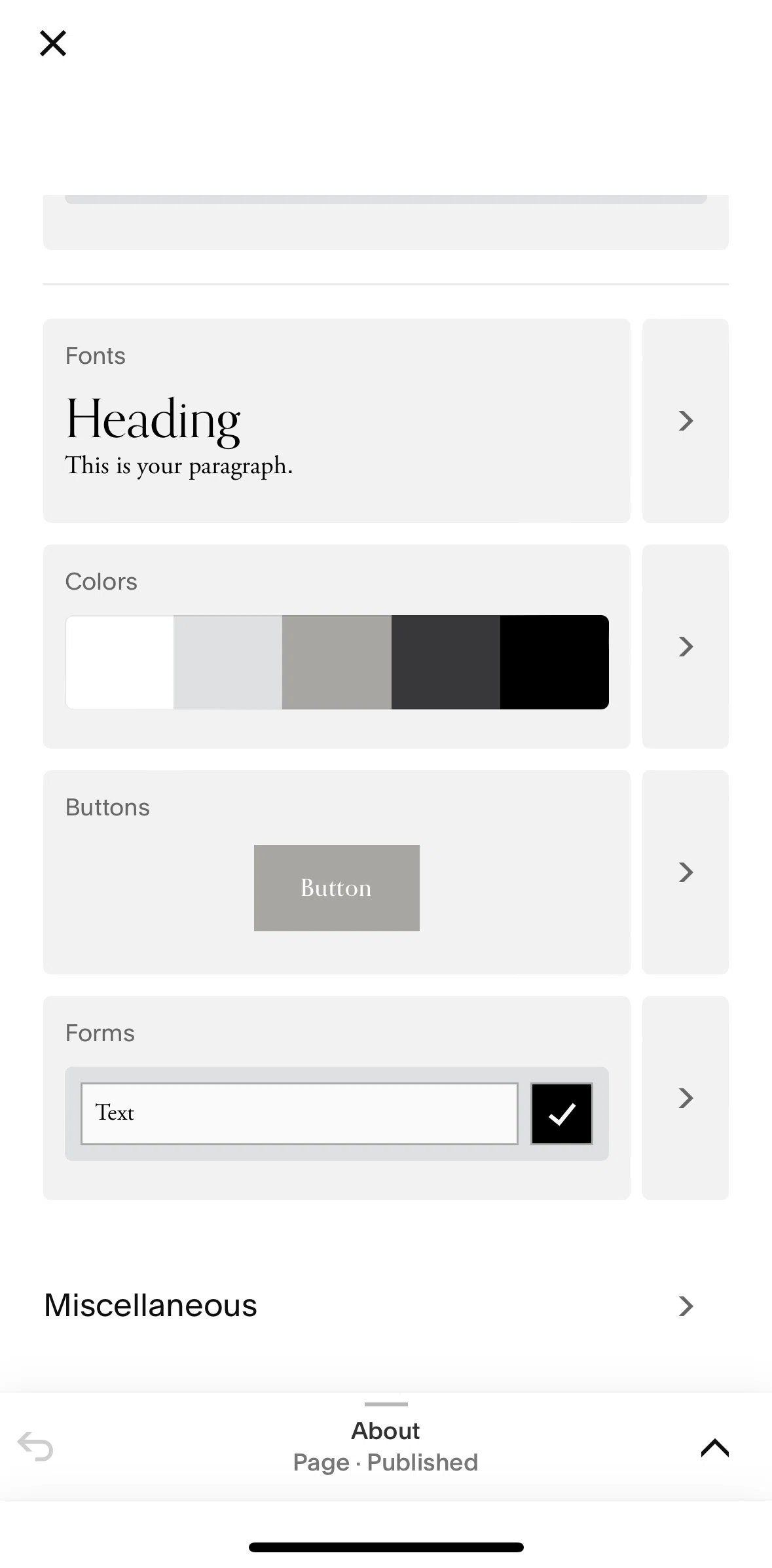 Squarespace Screen screen in the Customizing forms flow