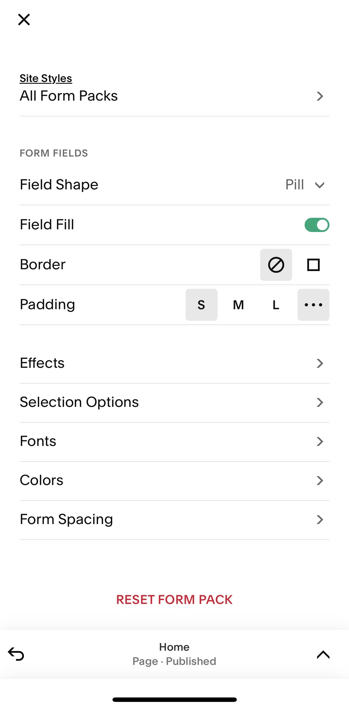 Squarespace Screen screen in the Effects flow