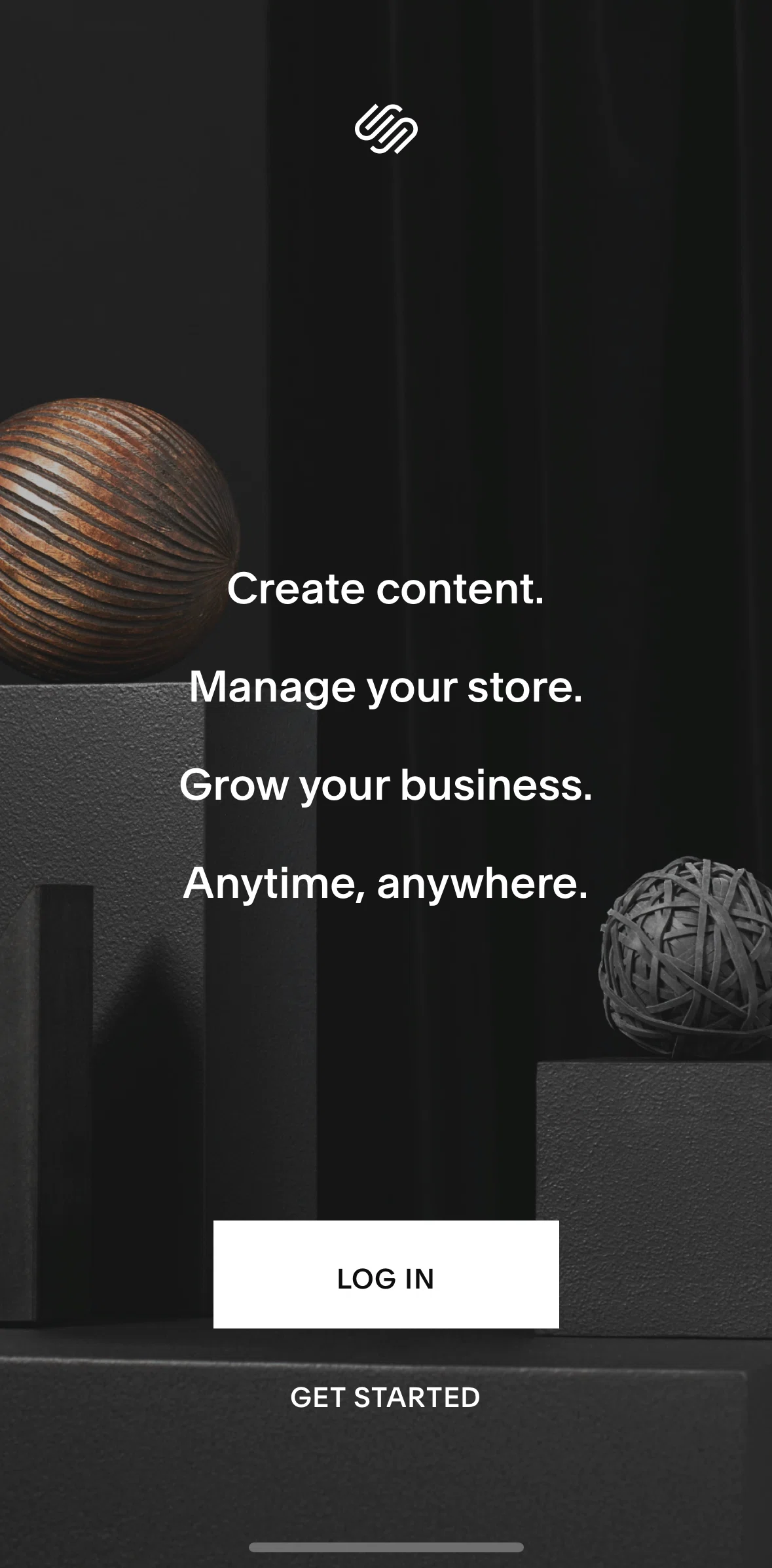 Squarespace Screen screen in the Logging in flow