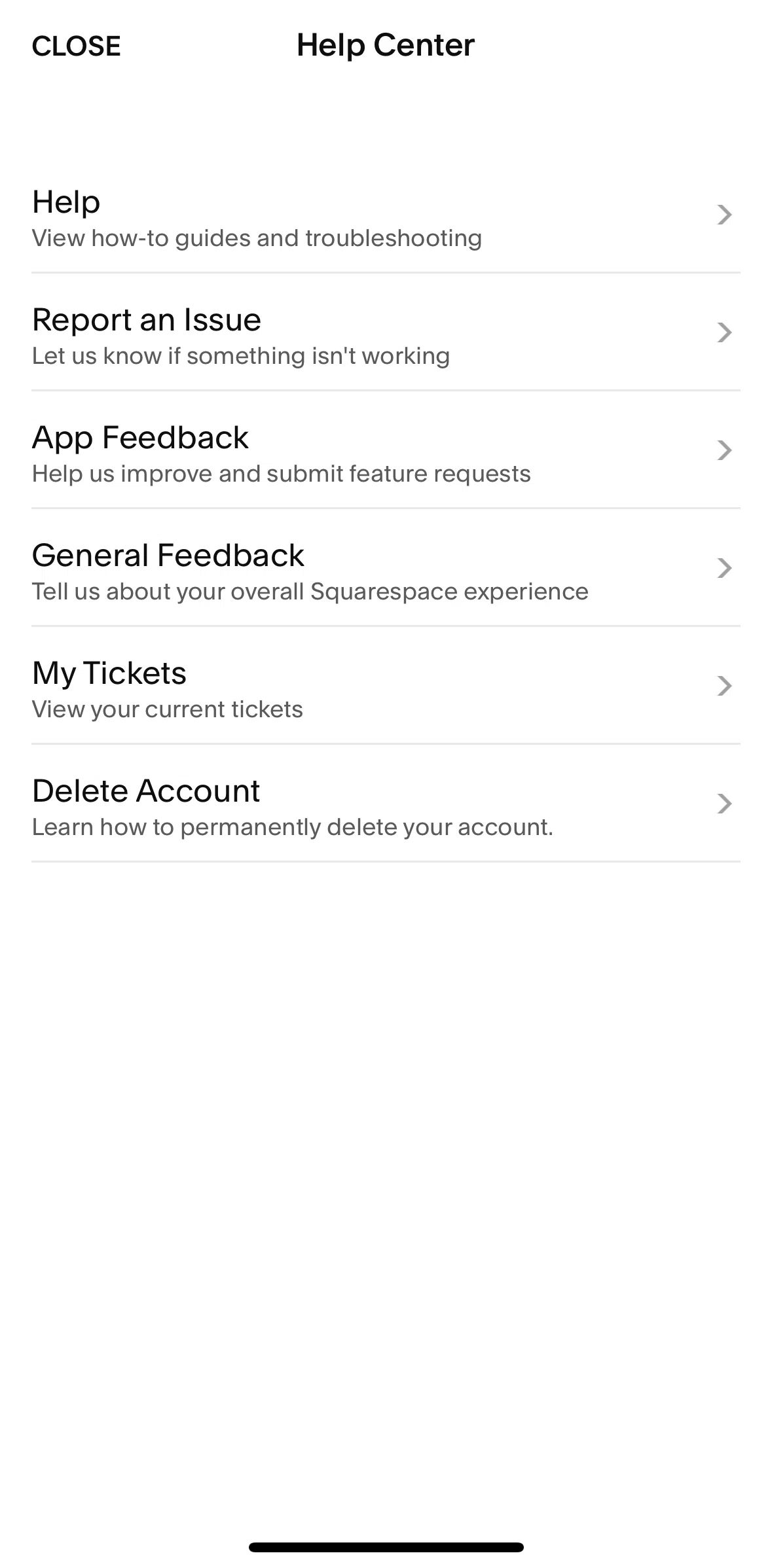 Squarespace Screen screen in the My Tickets flow
