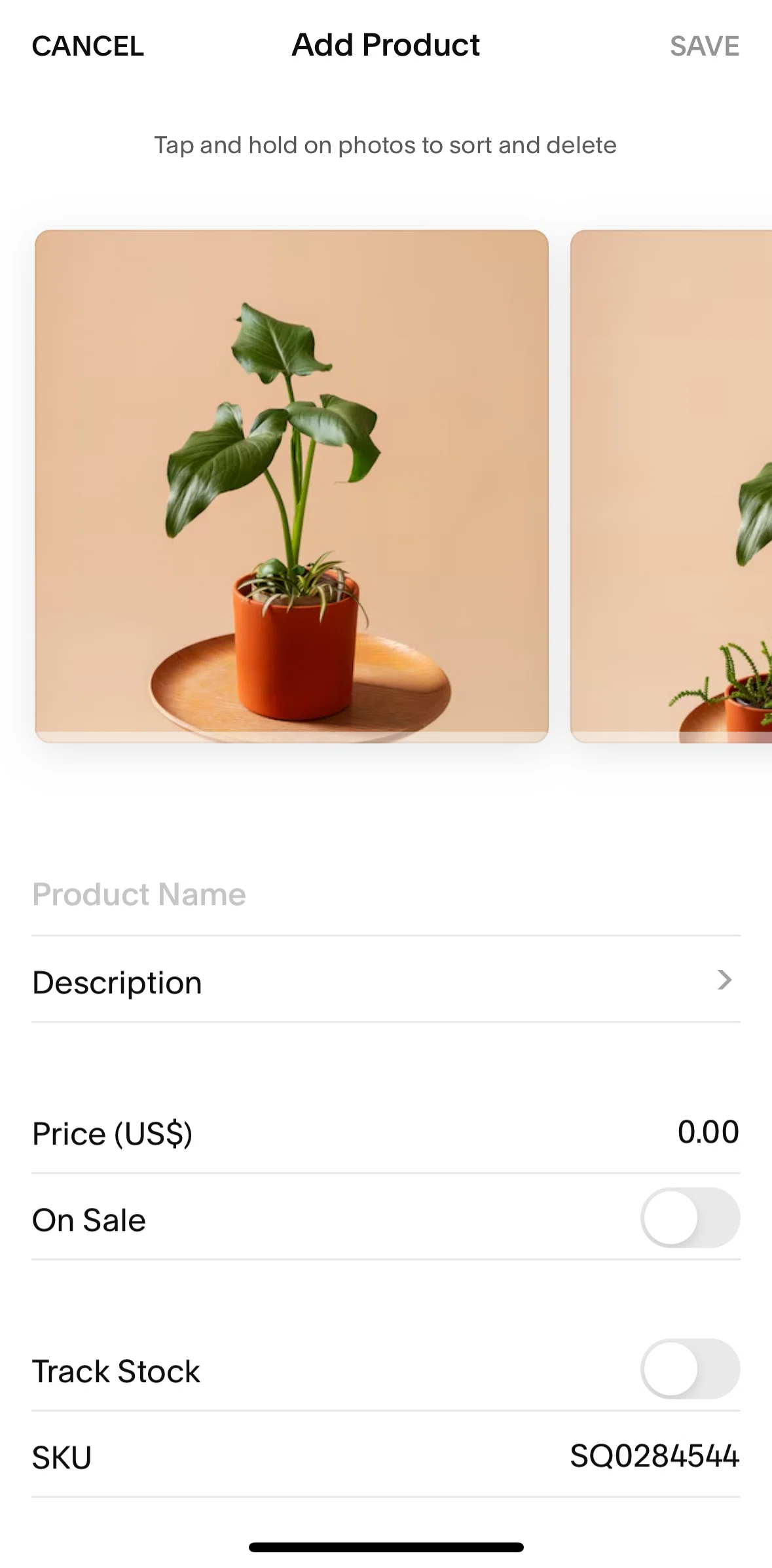Squarespace Screen screen in the Reordering images flow