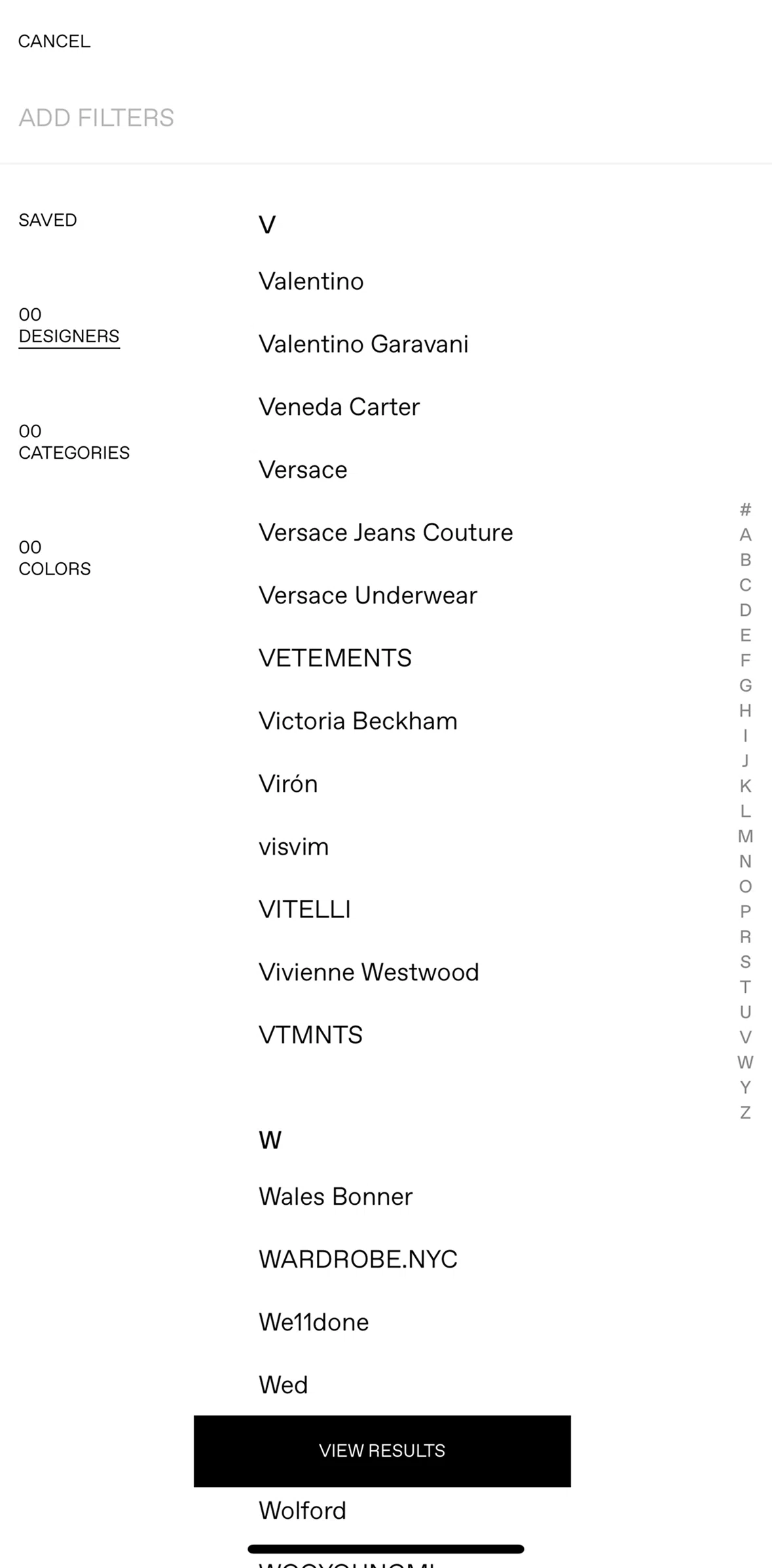 SSENSE Screen screen in the Deleting a filter flow