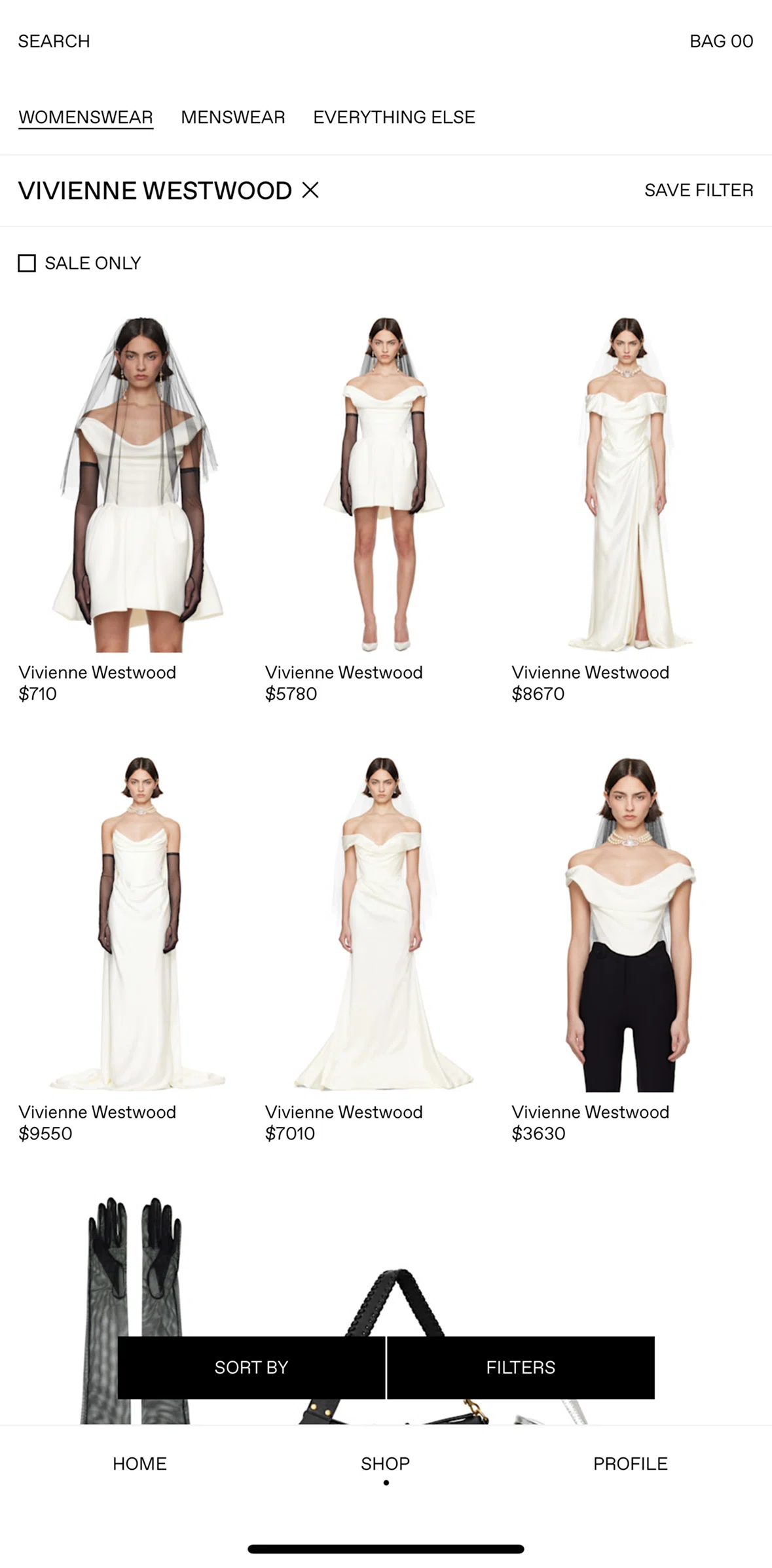 SSENSE Screen screen in the Saving a filter flow