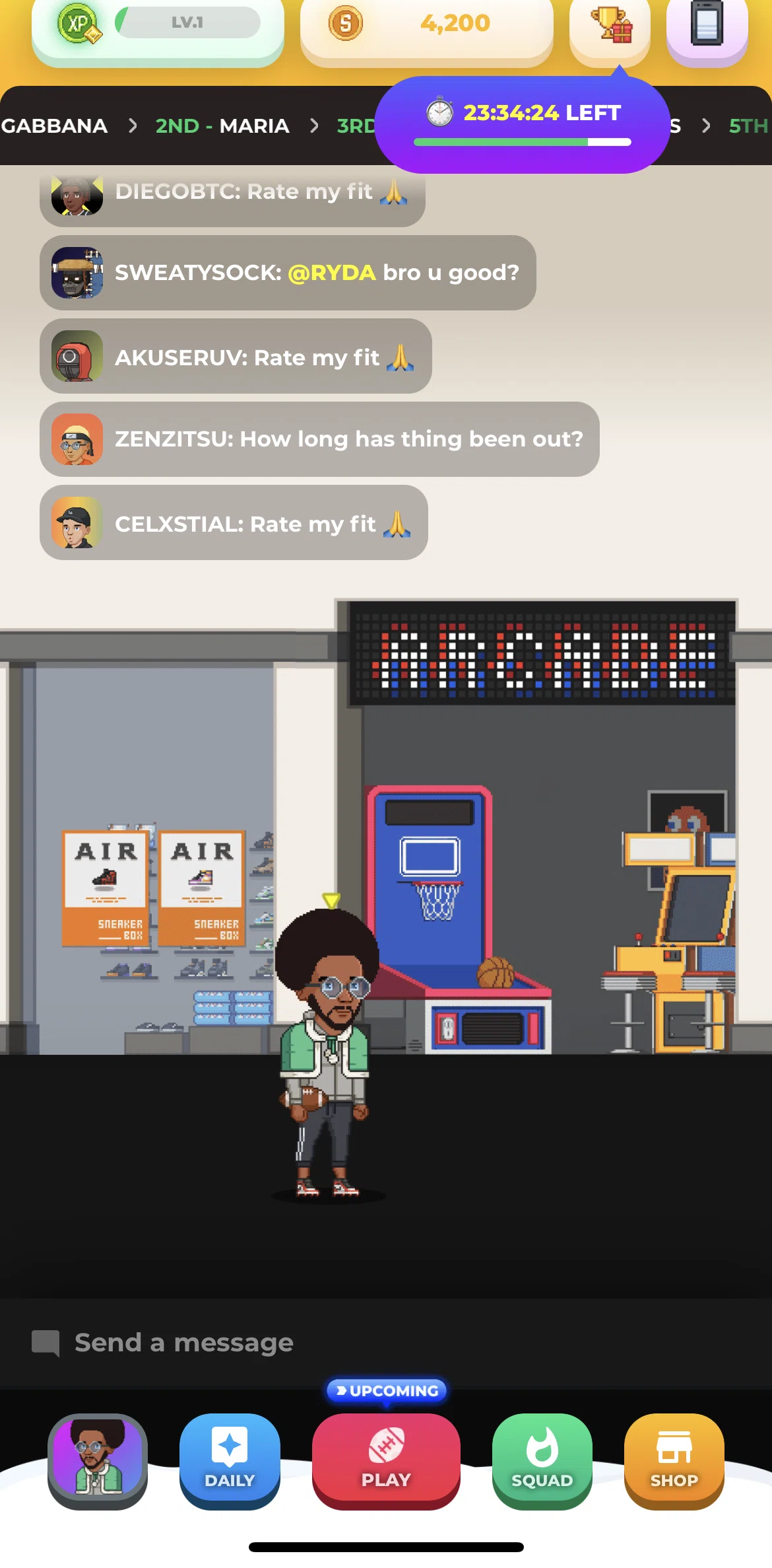 Stadium Live Screen screen in the Arcade flow