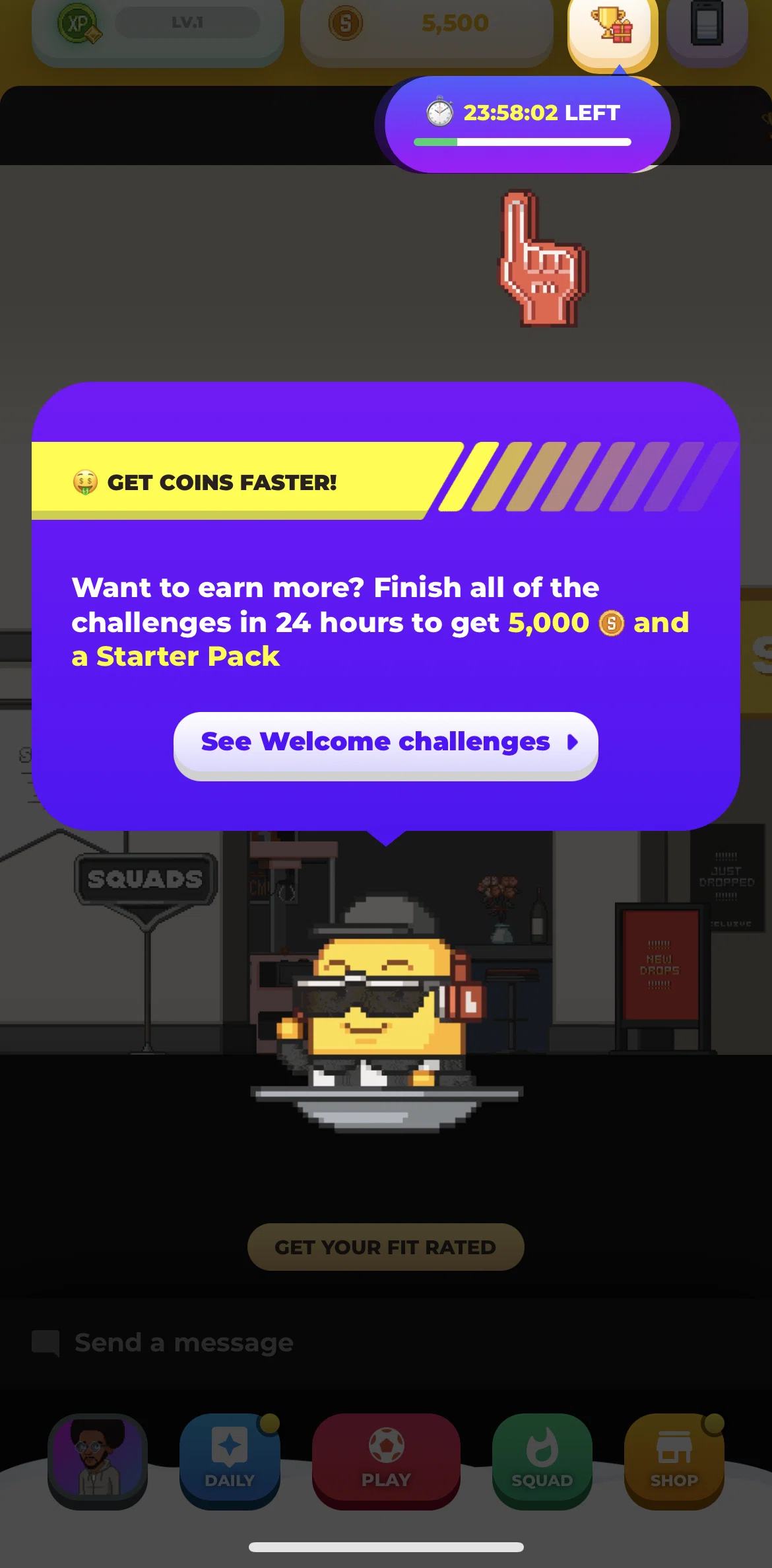 Stadium Live Screen screen in the Challenges & gifts flow