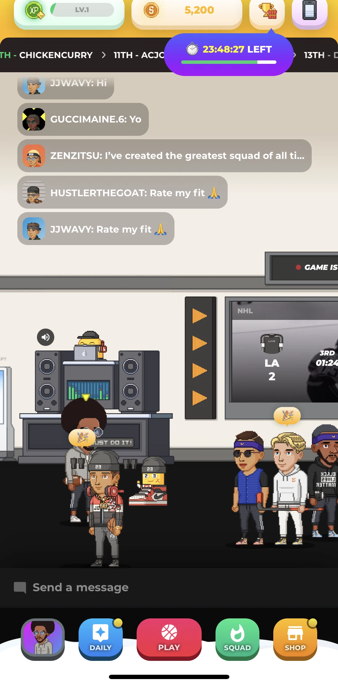 Stadium Live Screen screen in the Daily flow