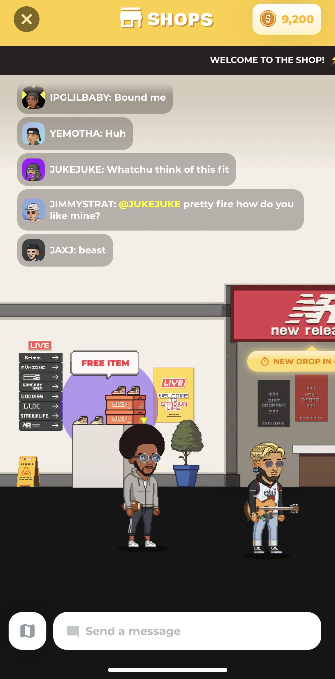 Stadium Live Screen screen in the Free gift flow