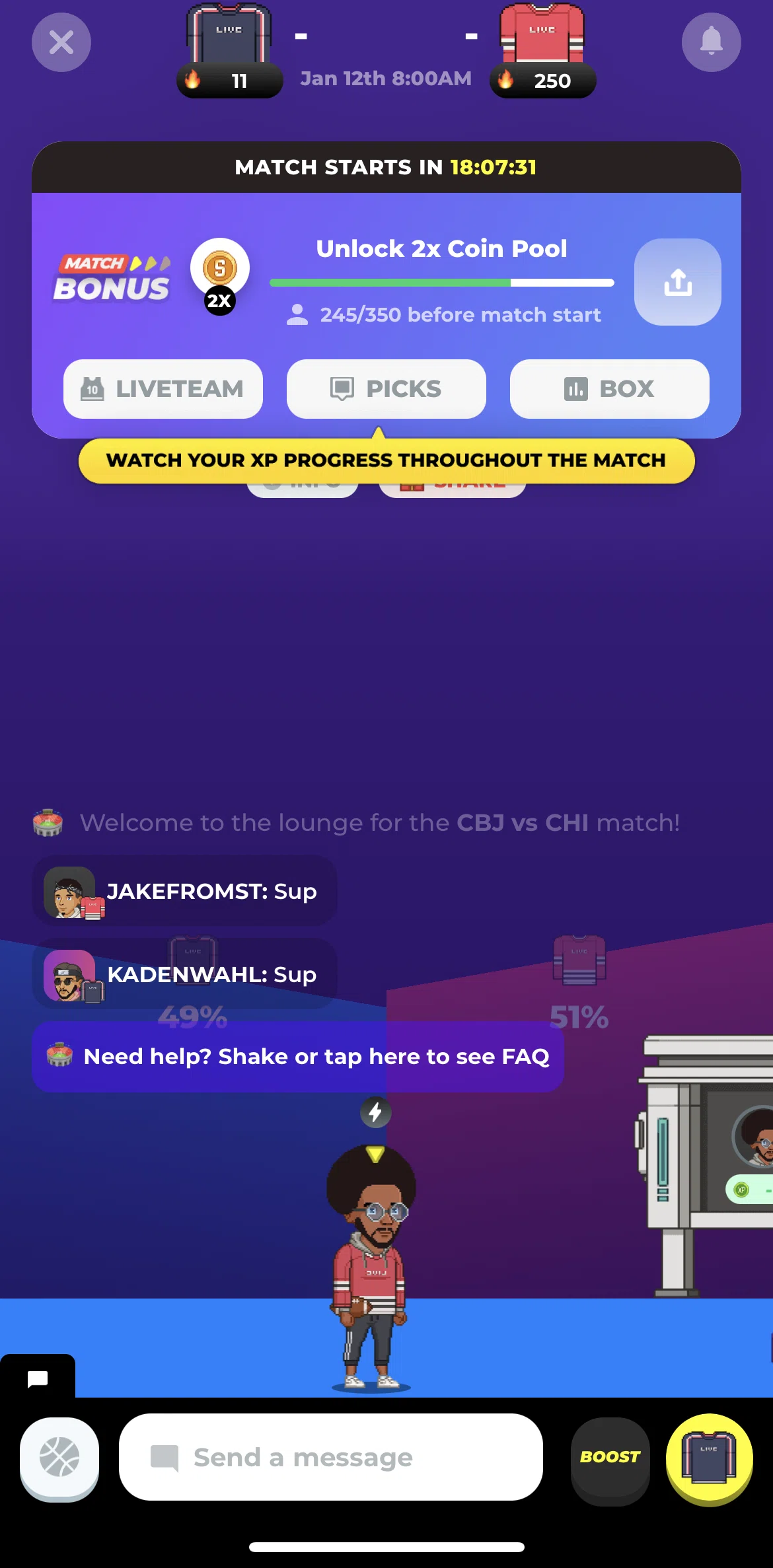 Stadium Live Screen screen in the Top prizes flow