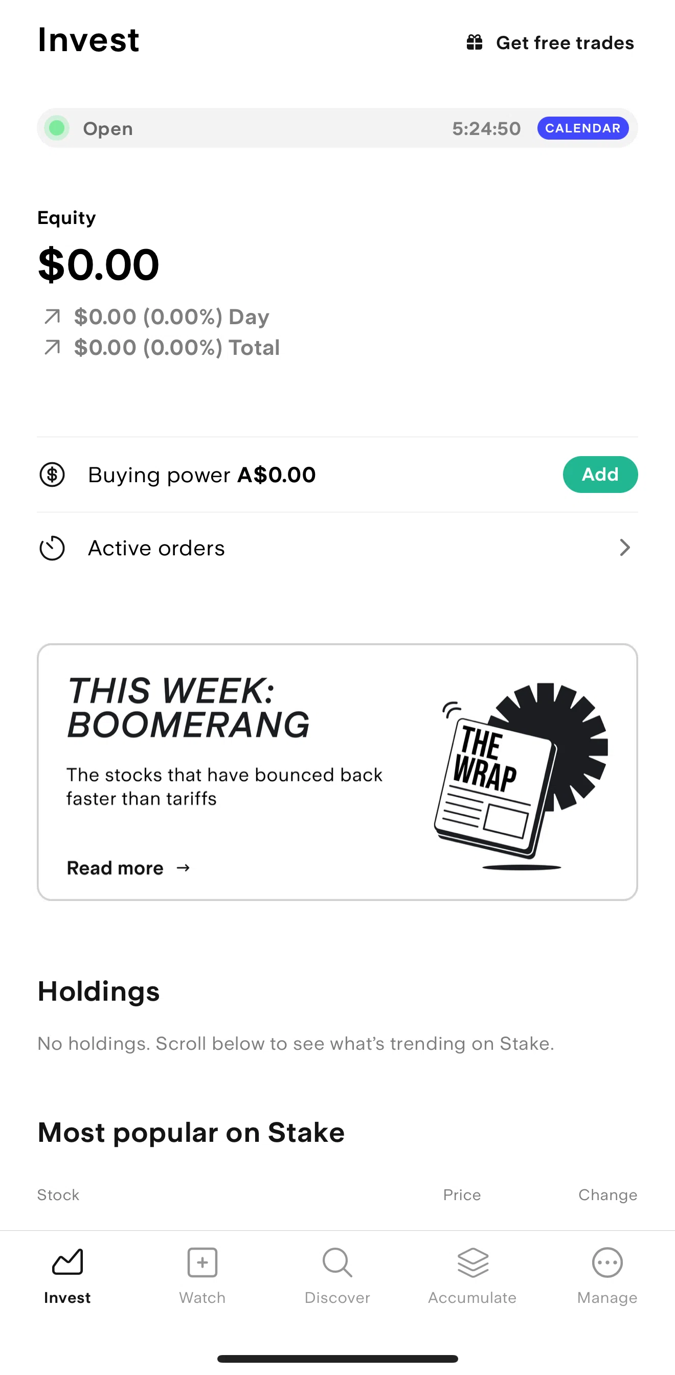 Stake Screen screen in the Accumulate flow