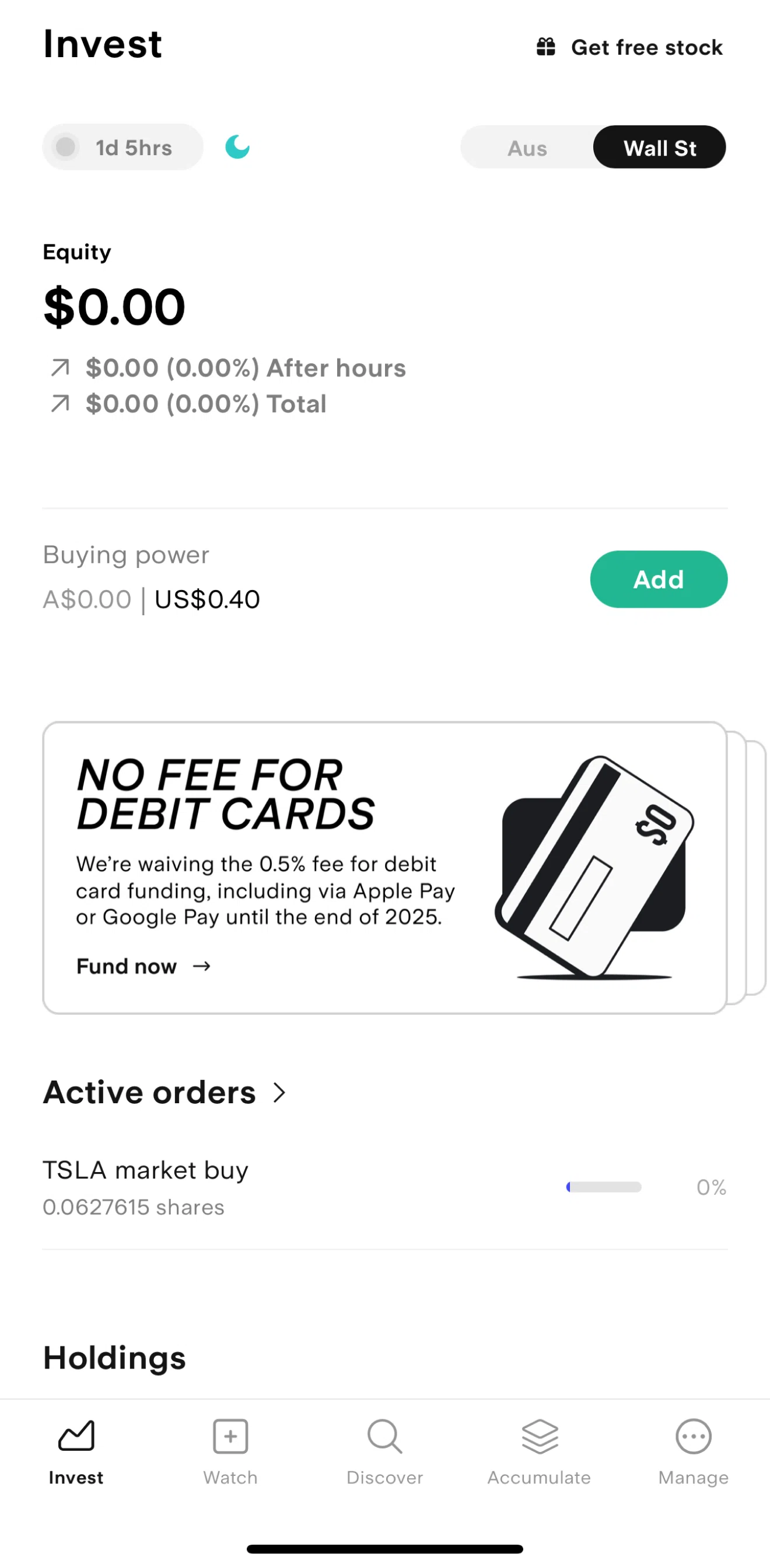 Stake Screen screen in the Canceling an order flow