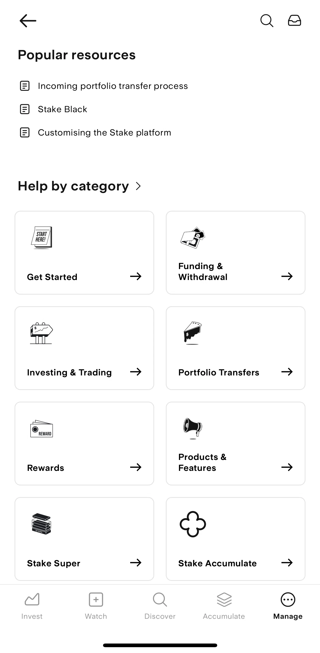 Stake Screen screen in the Categories flow