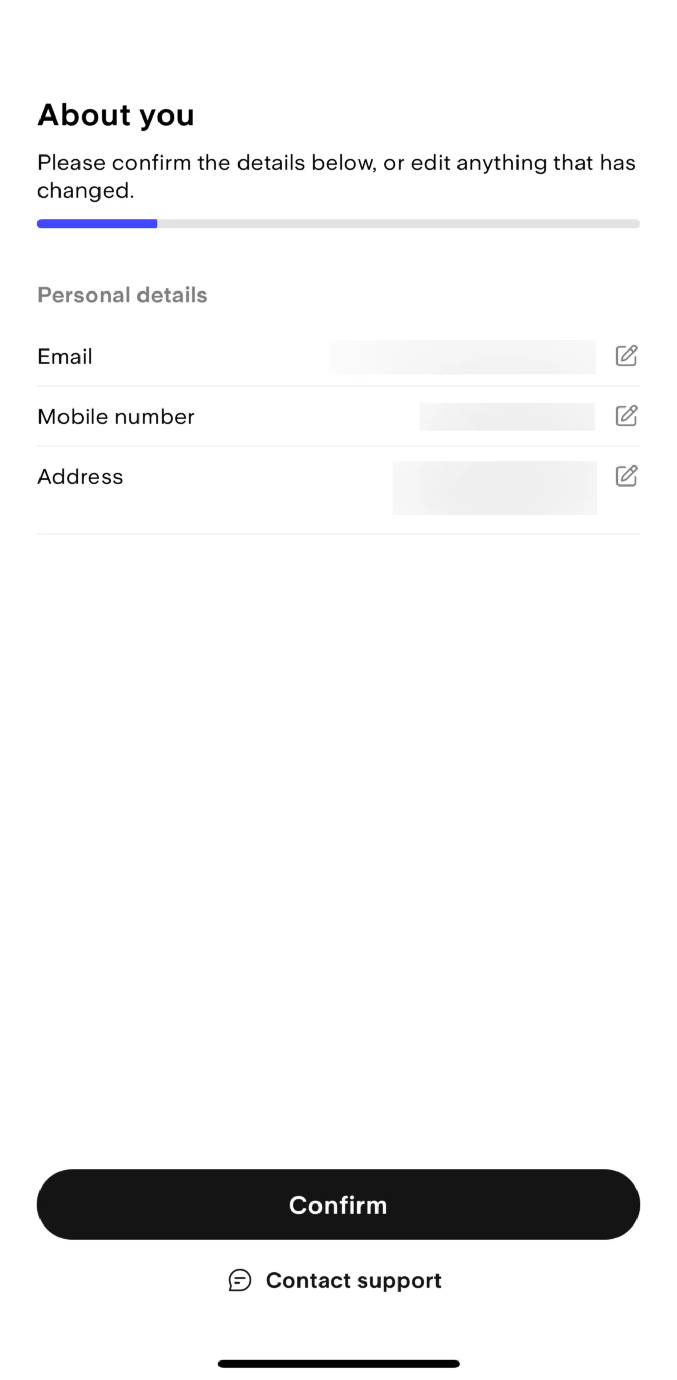 Stake Screen screen in the Contact support flow