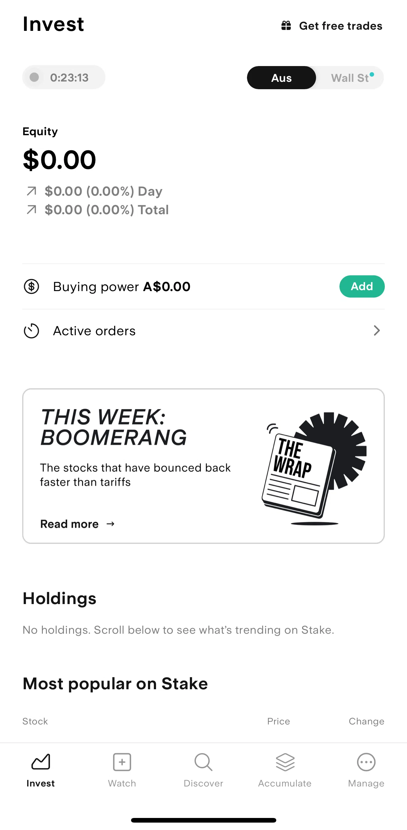 Stake Screen screen in the Deposit money flow