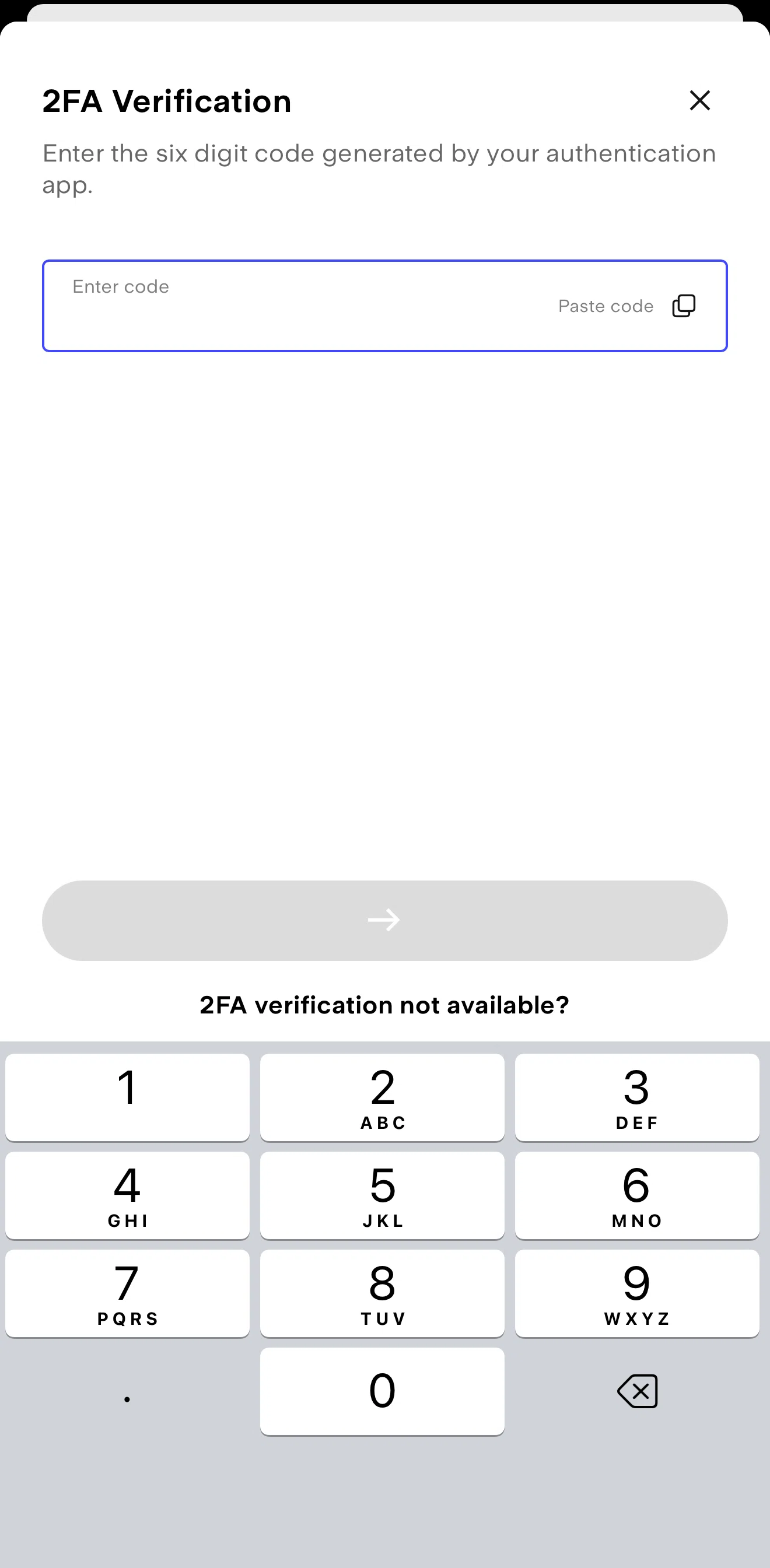 Stake Screen screen in the Two-factor authentication information flow