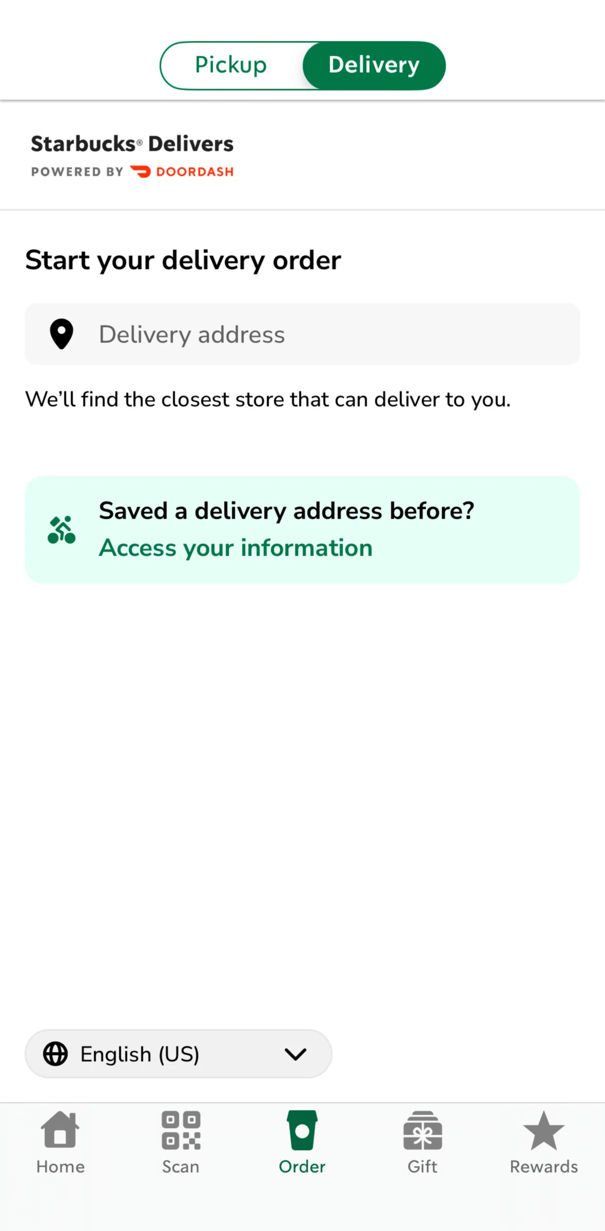 Starbucks Screen screen in the Adding a phone number flow