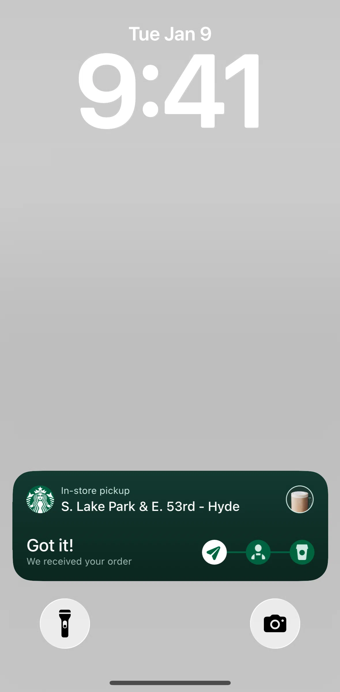 Starbucks Screen screen in the Live Activity flow