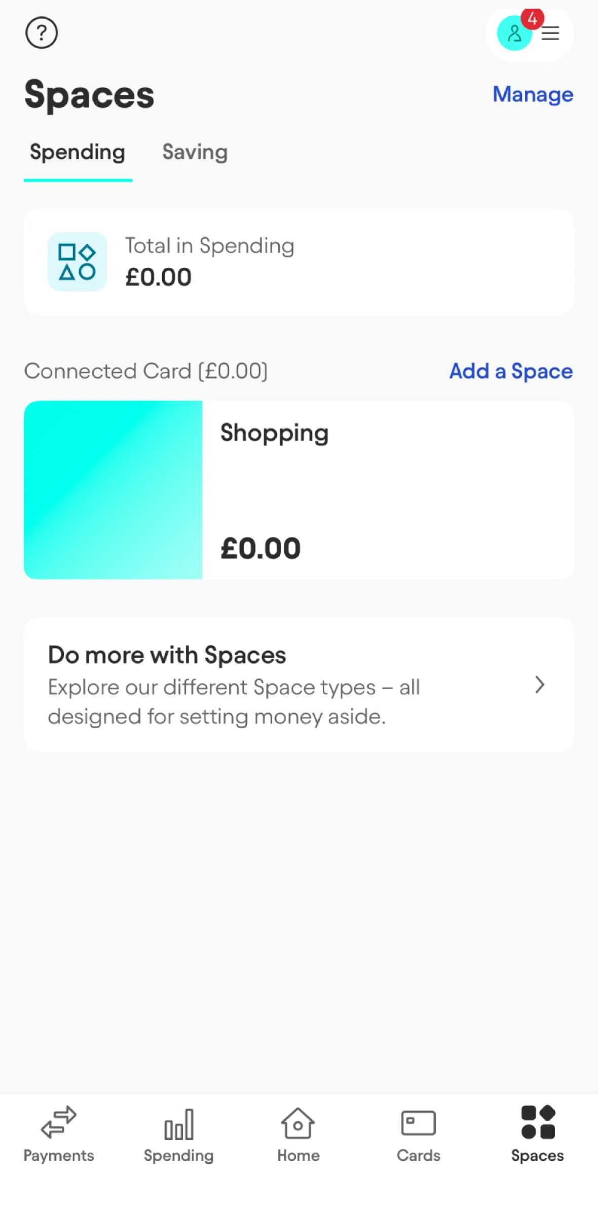 Starling Screen screen in the Creating a space flow