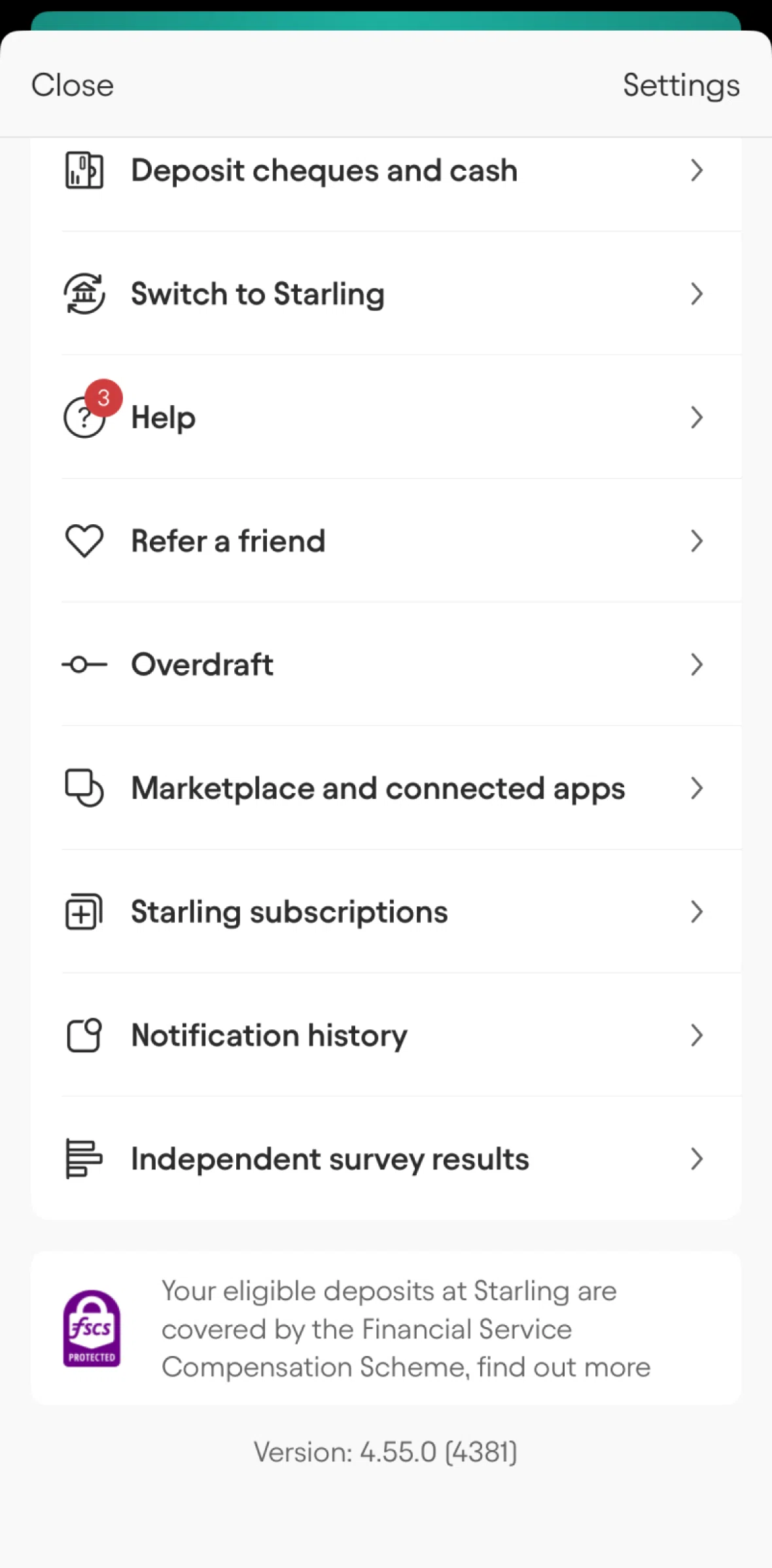 Starling Screen screen in the Notification history flow