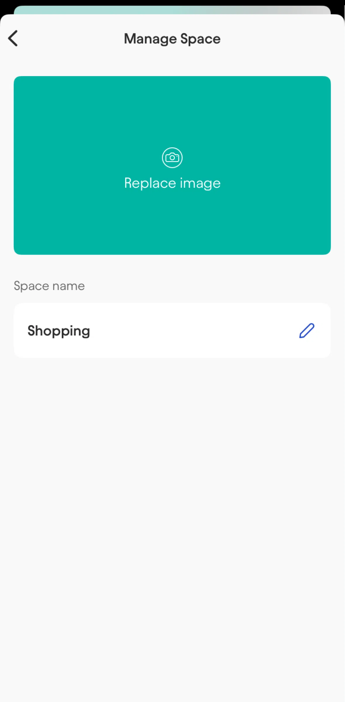 Starling Screen screen in the Renaming a space flow