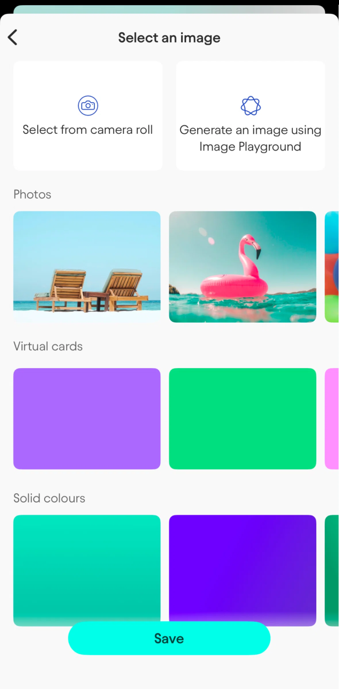 Starling Screen screen in the Select an image (Image Playground) flow