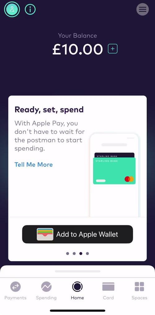 Starling Home screen in the Sending Currency flow