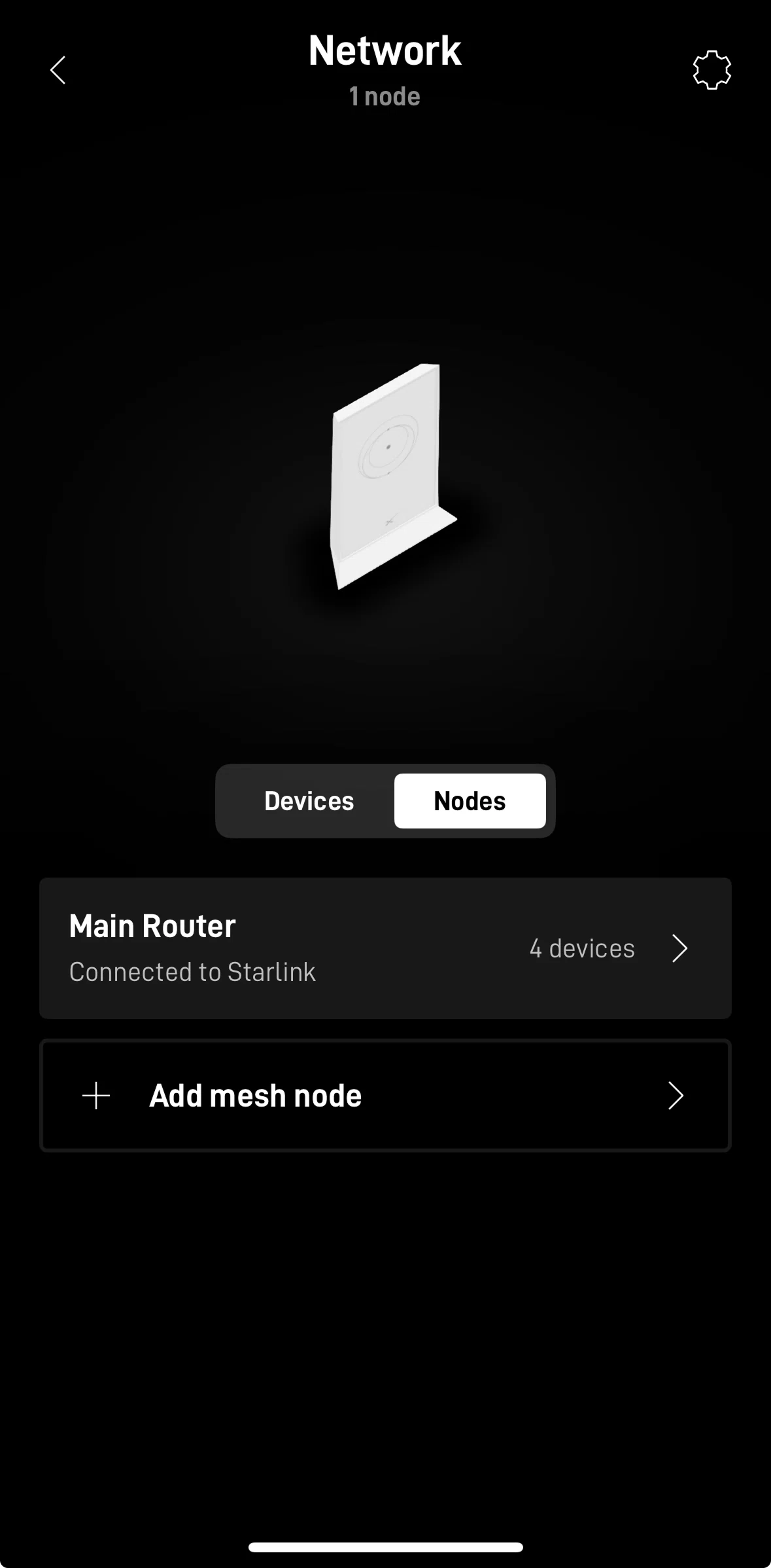Starlink Screen screen in the Add a mesh node flow