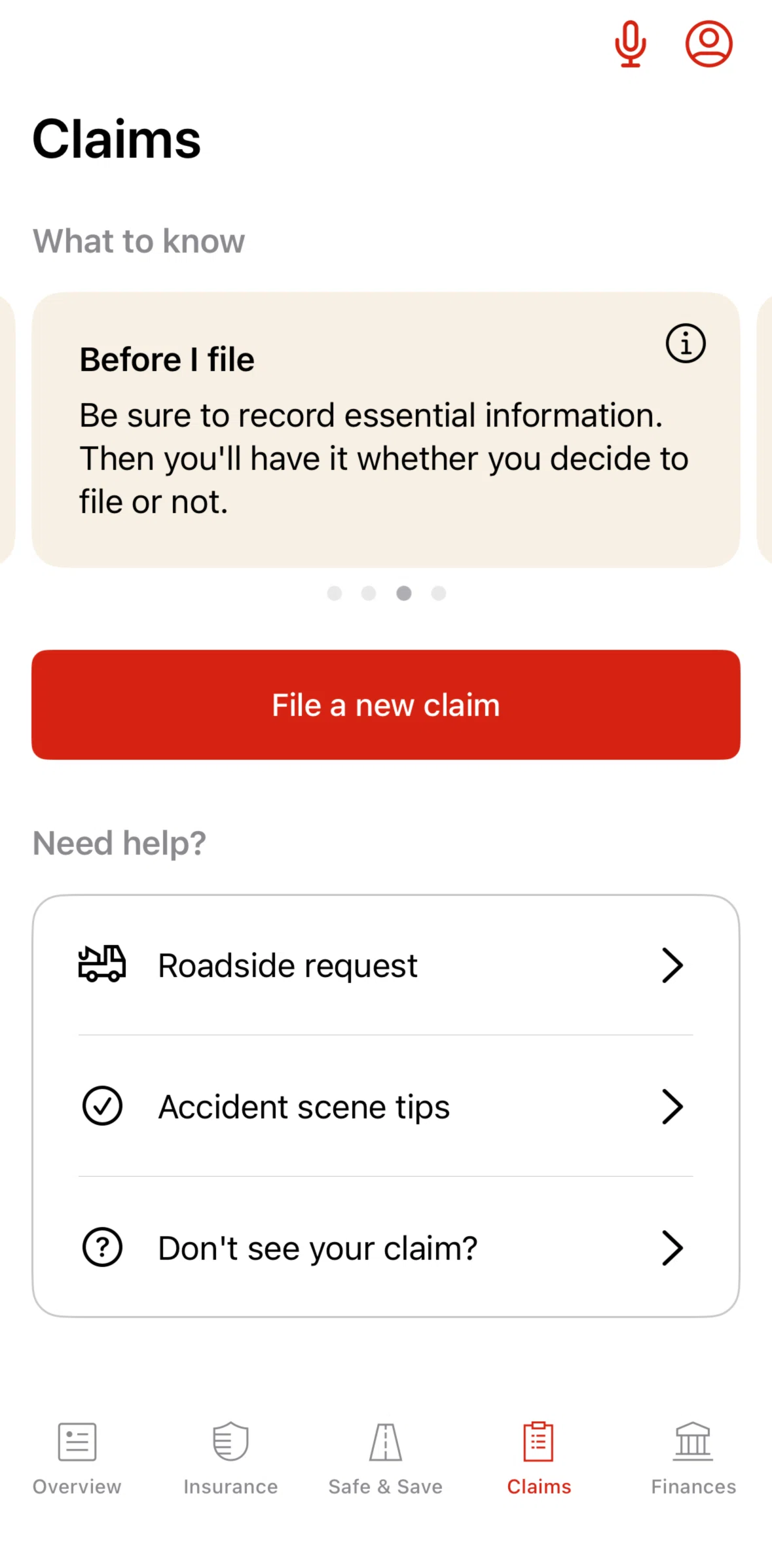 State Farm Screen screen in the Before I file flow