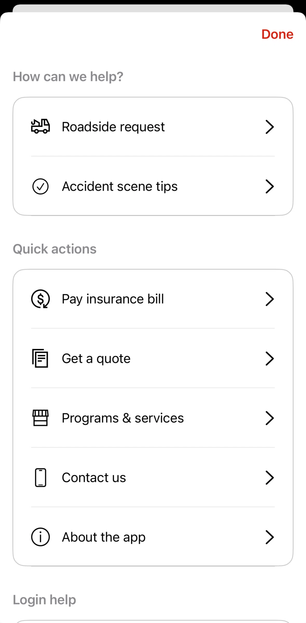 State Farm Screen screen in the Contact us (not logged in) flow