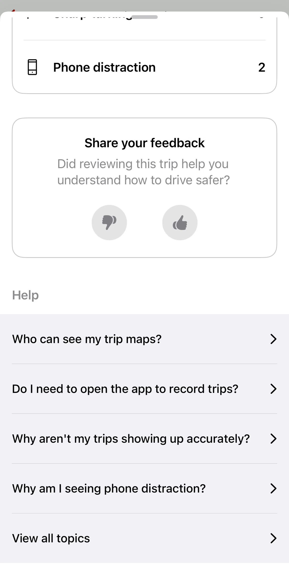 State Farm Screen screen in the Giving feedback flow