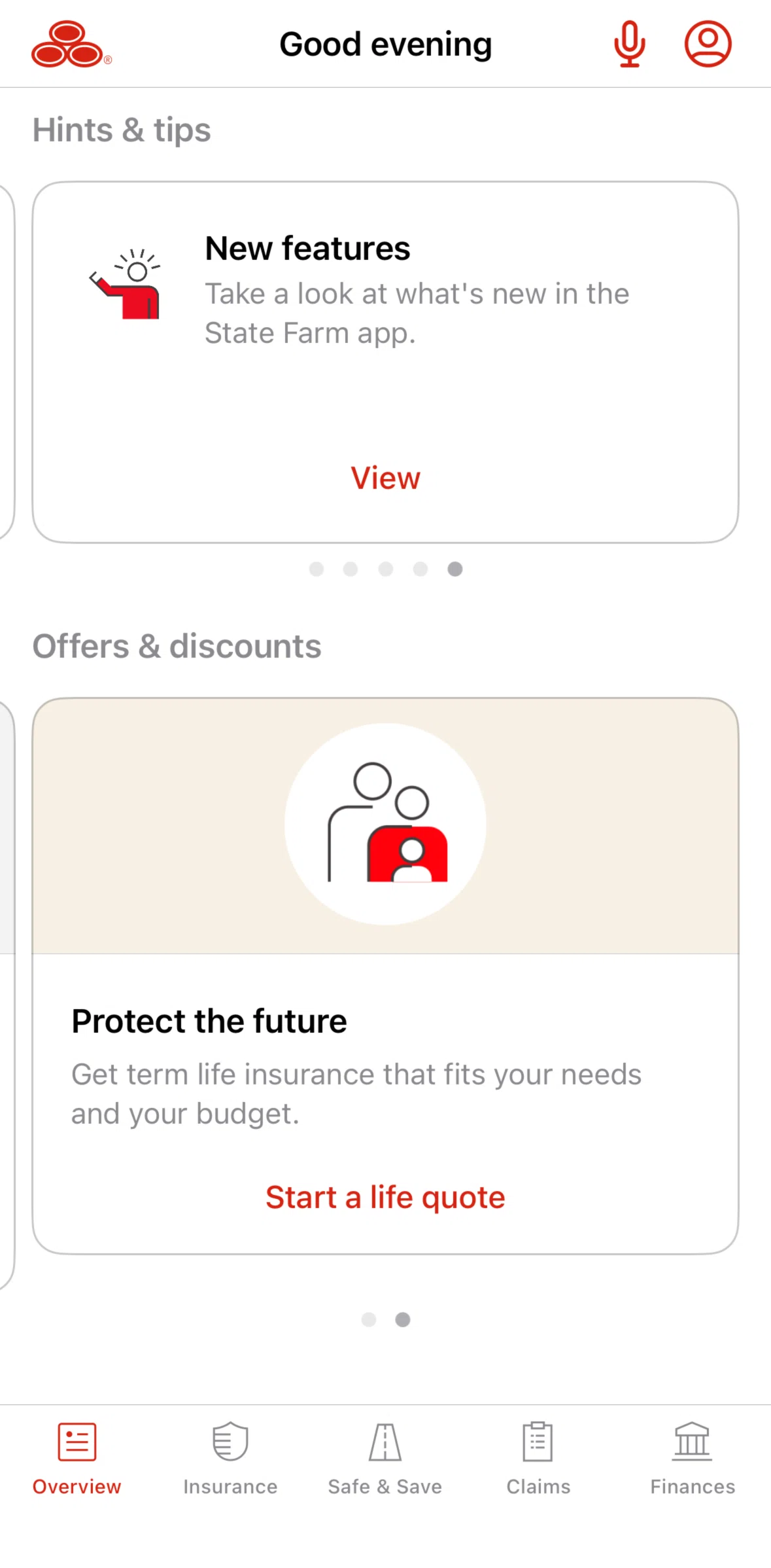 State Farm Screen screen in the New features flow